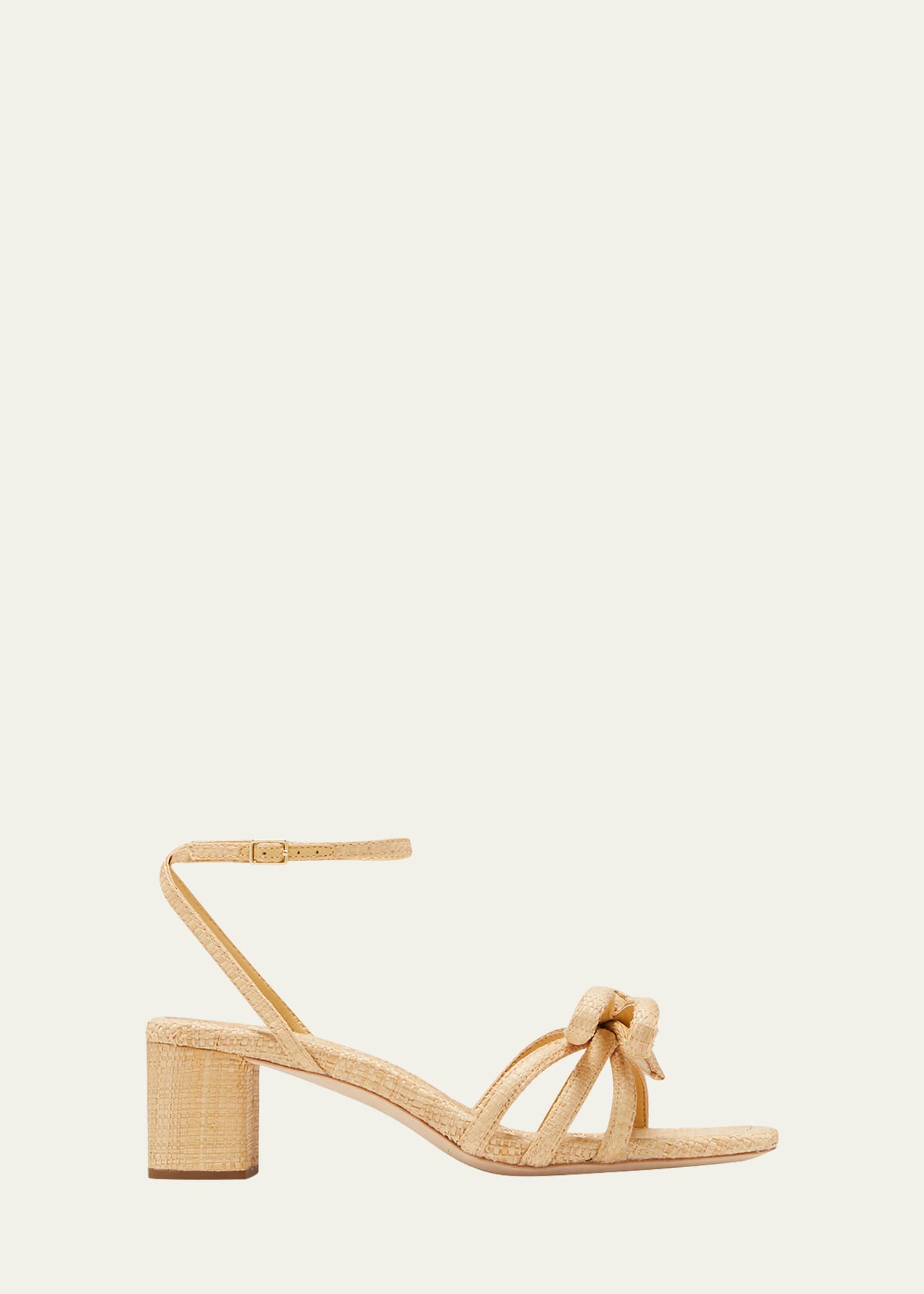 Loeffler Randall Mikel Raffia Block-heel Sandals With Tubular Bow In Natrl