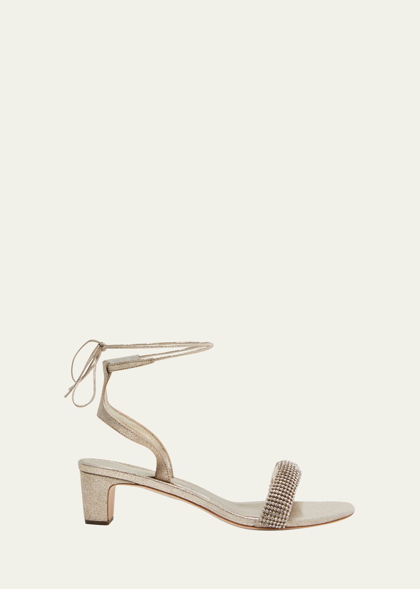 Jackie Metallic Ankle-Wrap Sandals