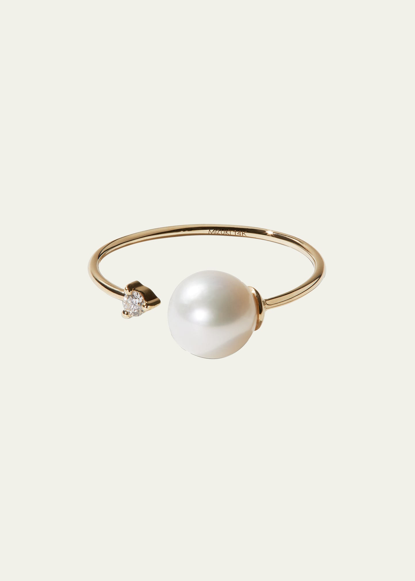 14k Gold Diamond and Pearl Split-Band Ring