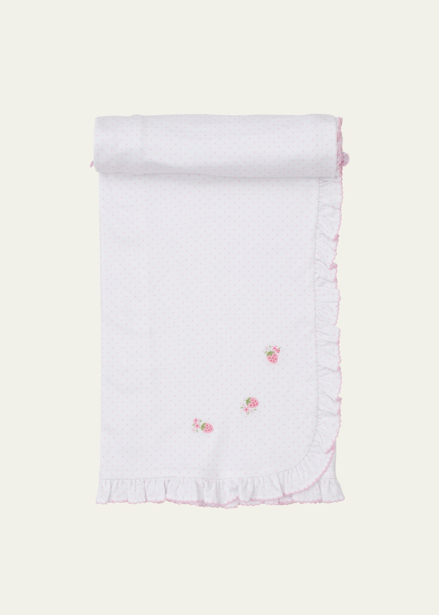 Kissy Kissy Kid's Strawberries on Top Embroidered Prima Cotton Blanket