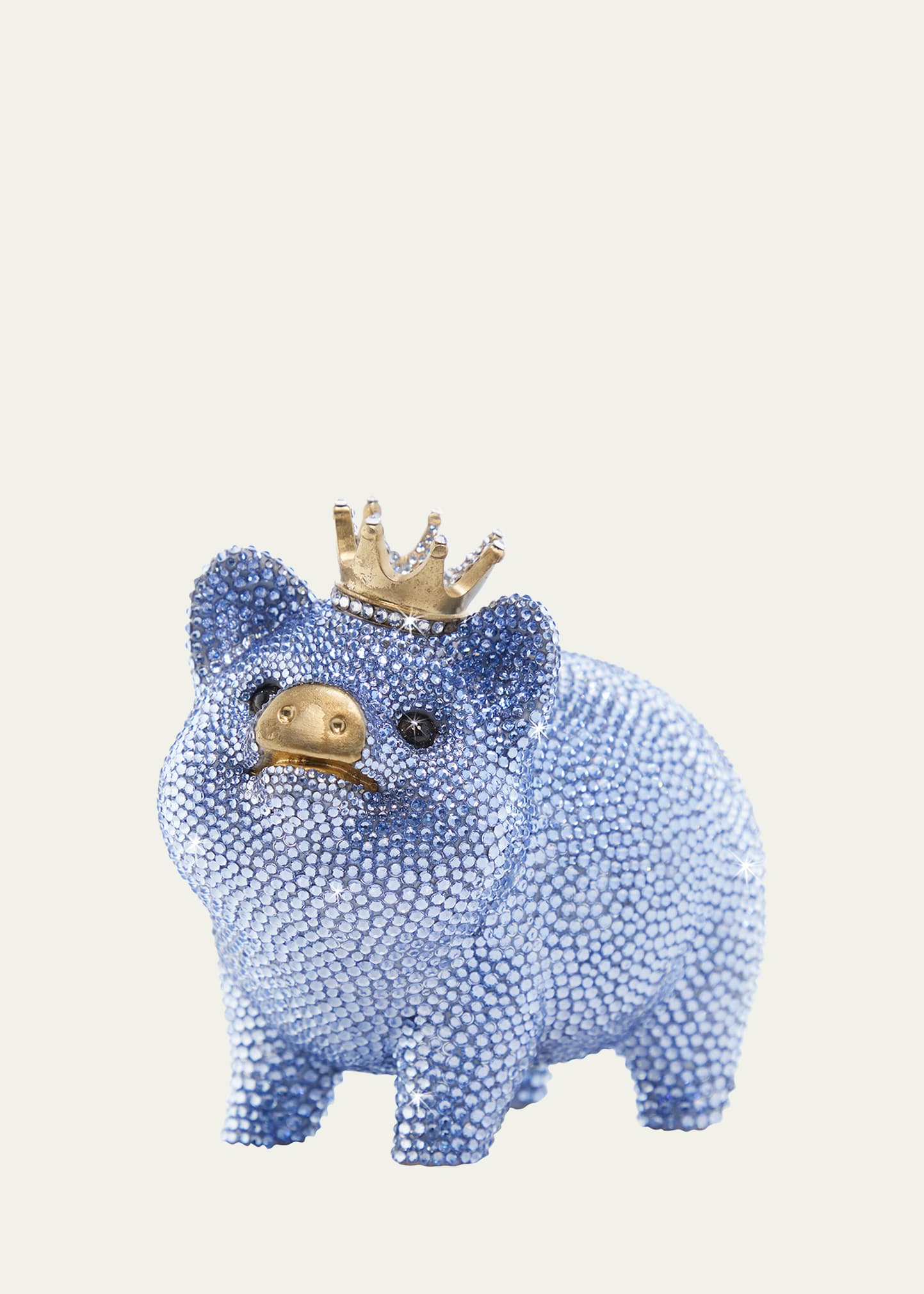 Jay Strongwater Baby Blue Piggy Bank W/ Crown In Pale Blue