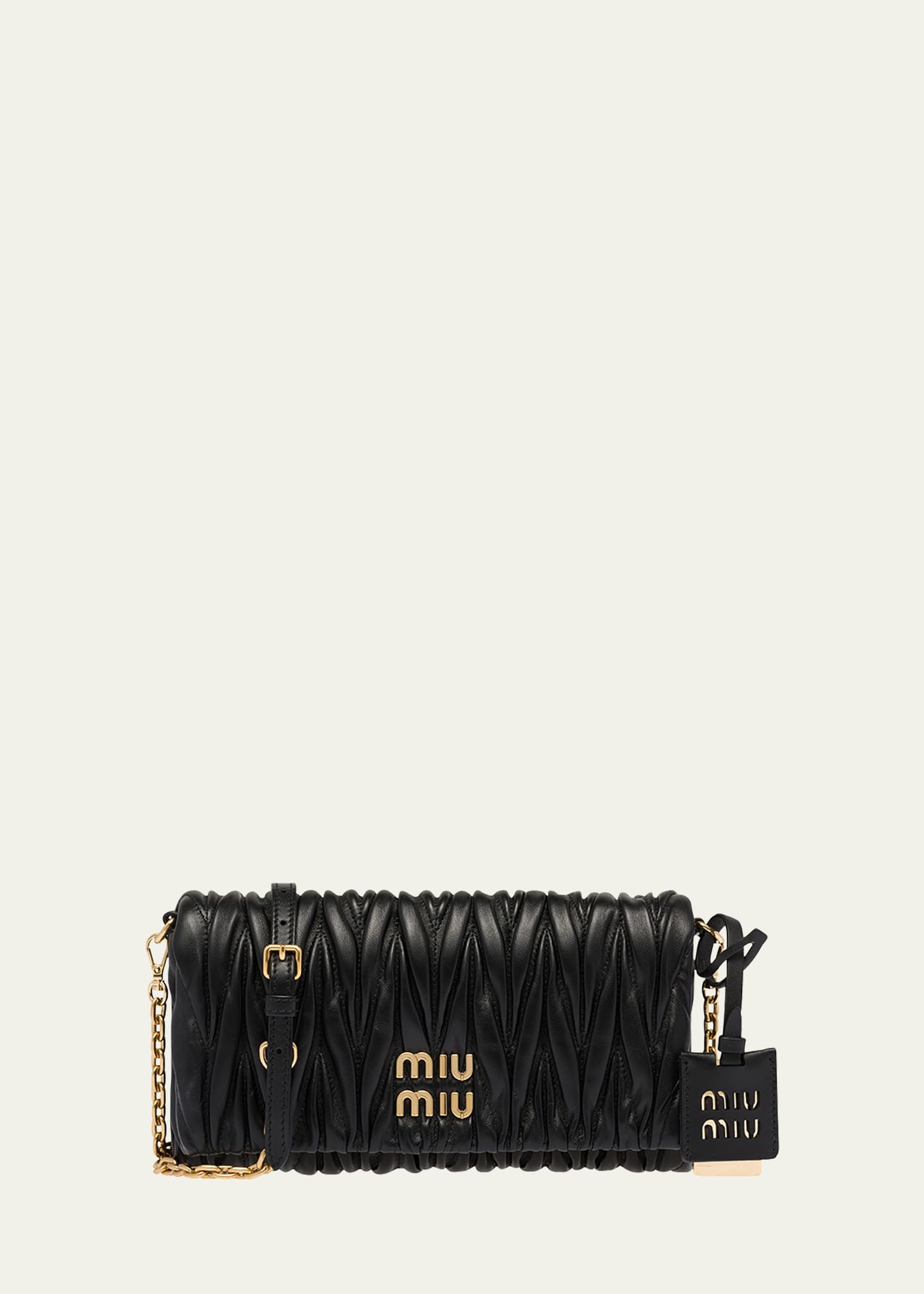 Miu Miu Matelasse Nappa Leather Crossbody Bag In Black