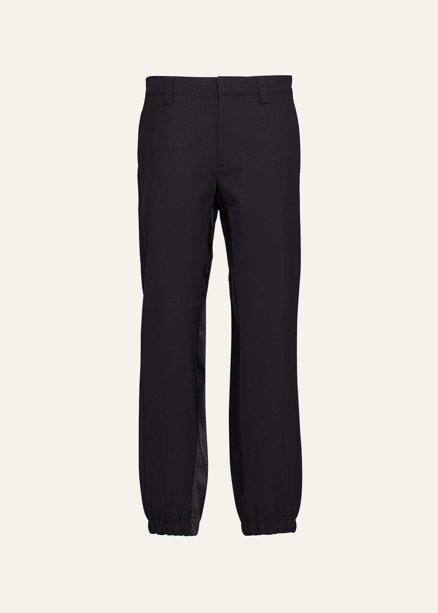 Prada Men's Pleated Gabardine Pants In Nero