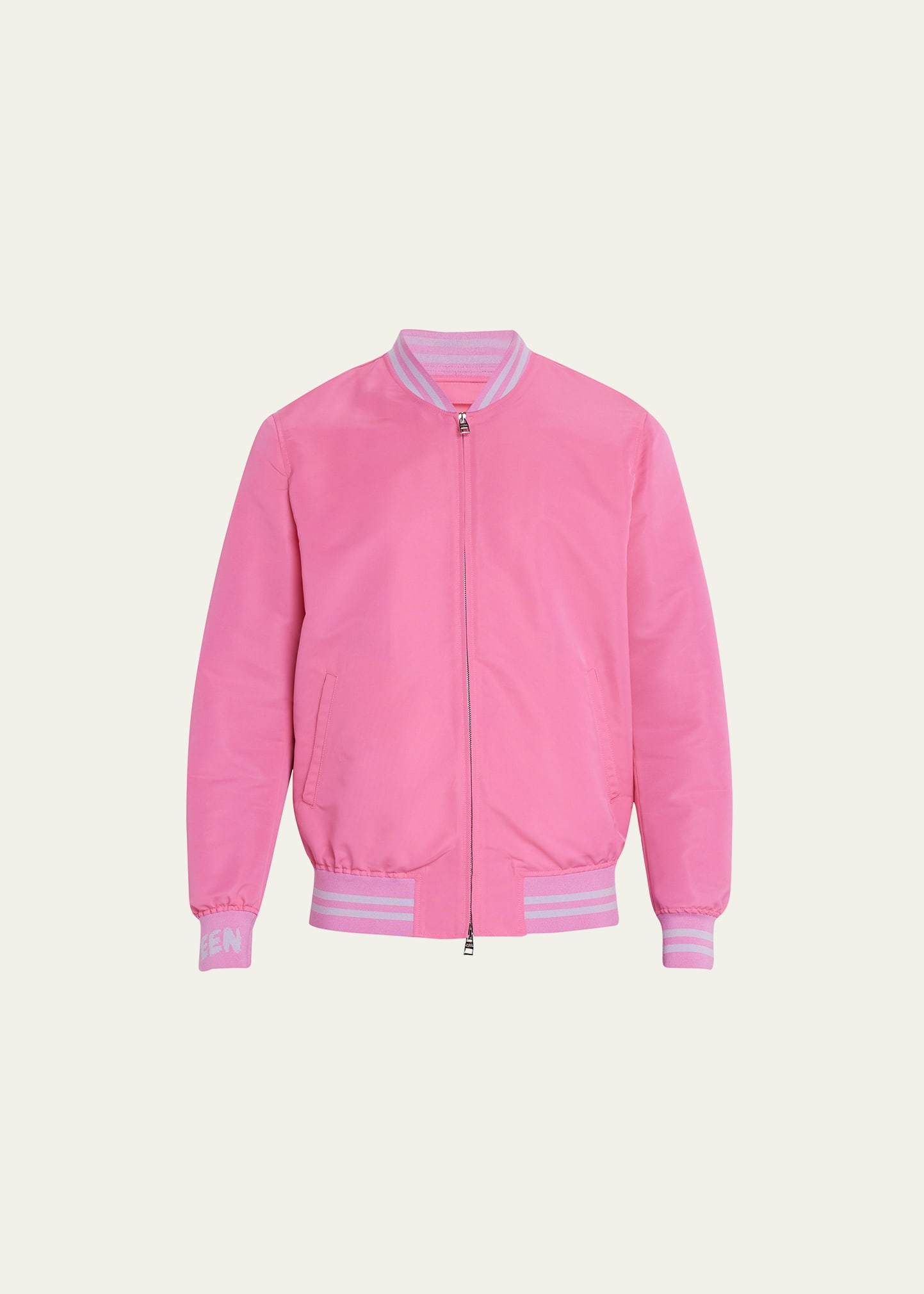 Alexander Mcqueen Men's Sporty Bomber Jacket In Coral/pink