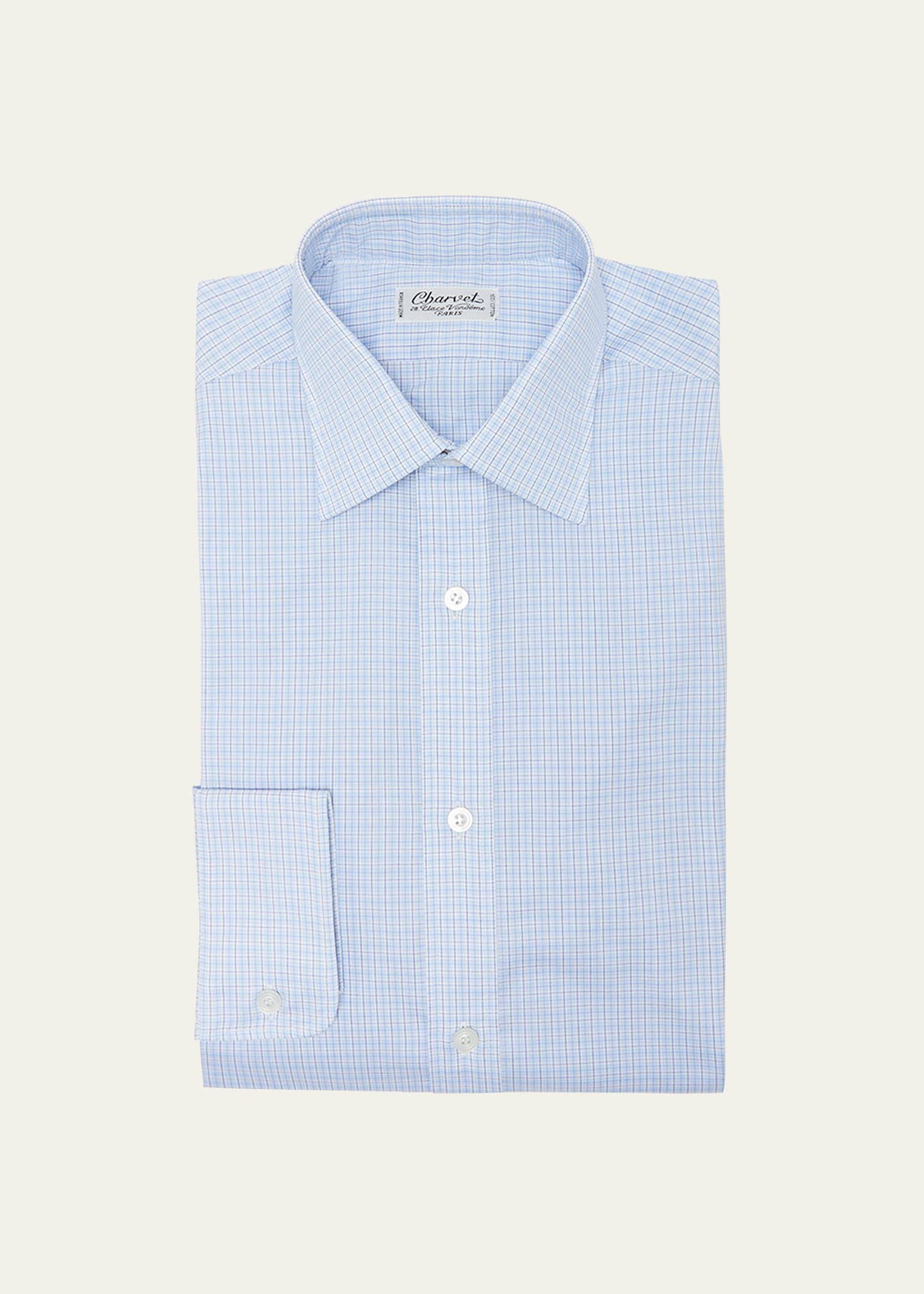Shop Charvet Men's Multi-check Cotton Dress Shirt In Blue