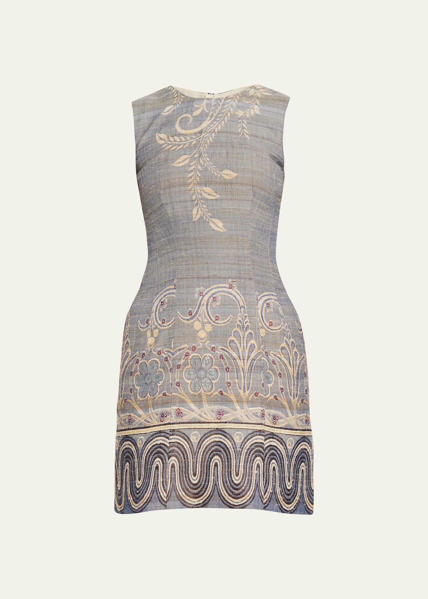 Adam Lippes Siwa Tapestry Jacquard Mini Dress In 灰色