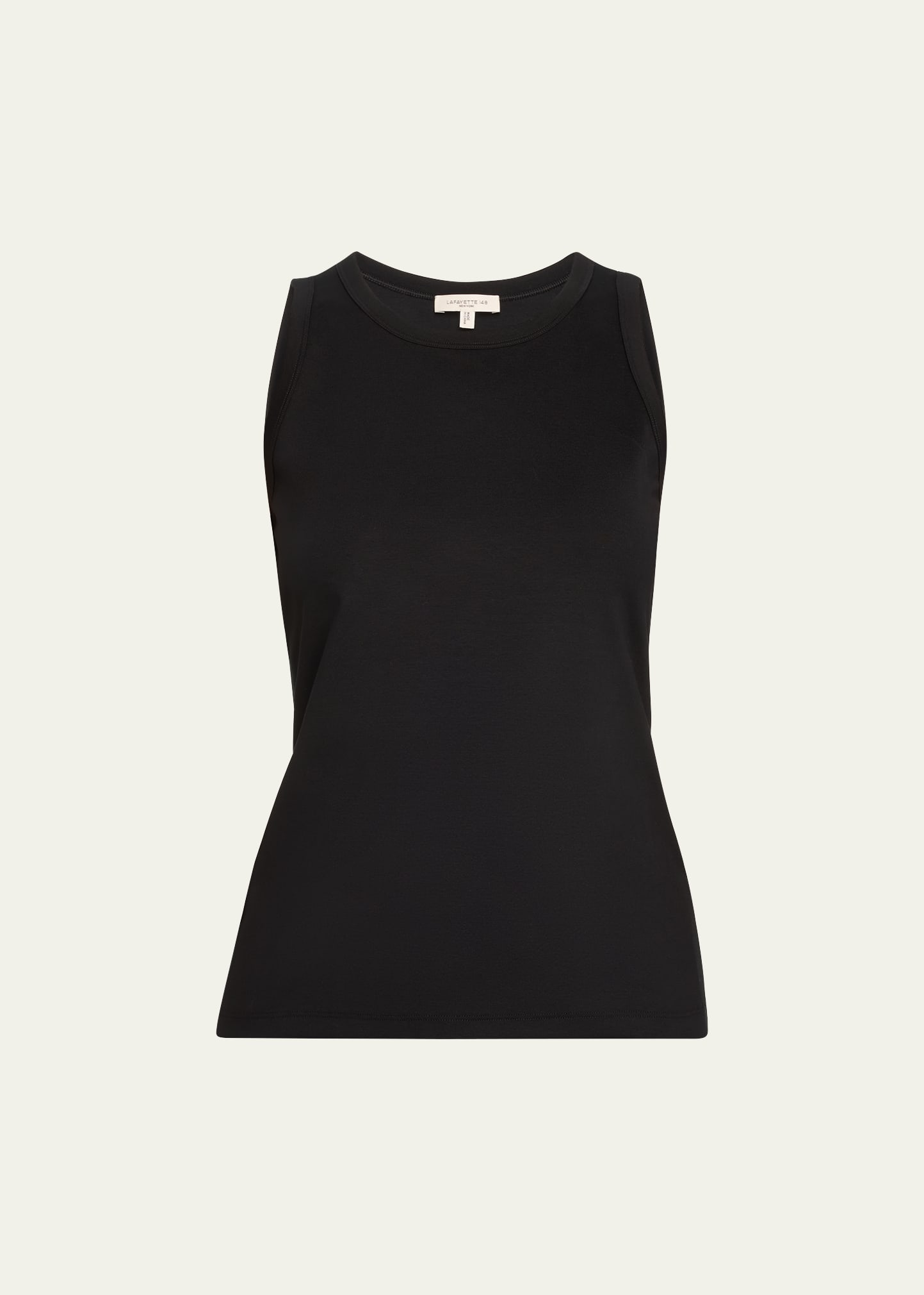 Shop Lafayette 148 Swiss Cotton Rib Racerback Tank In Black