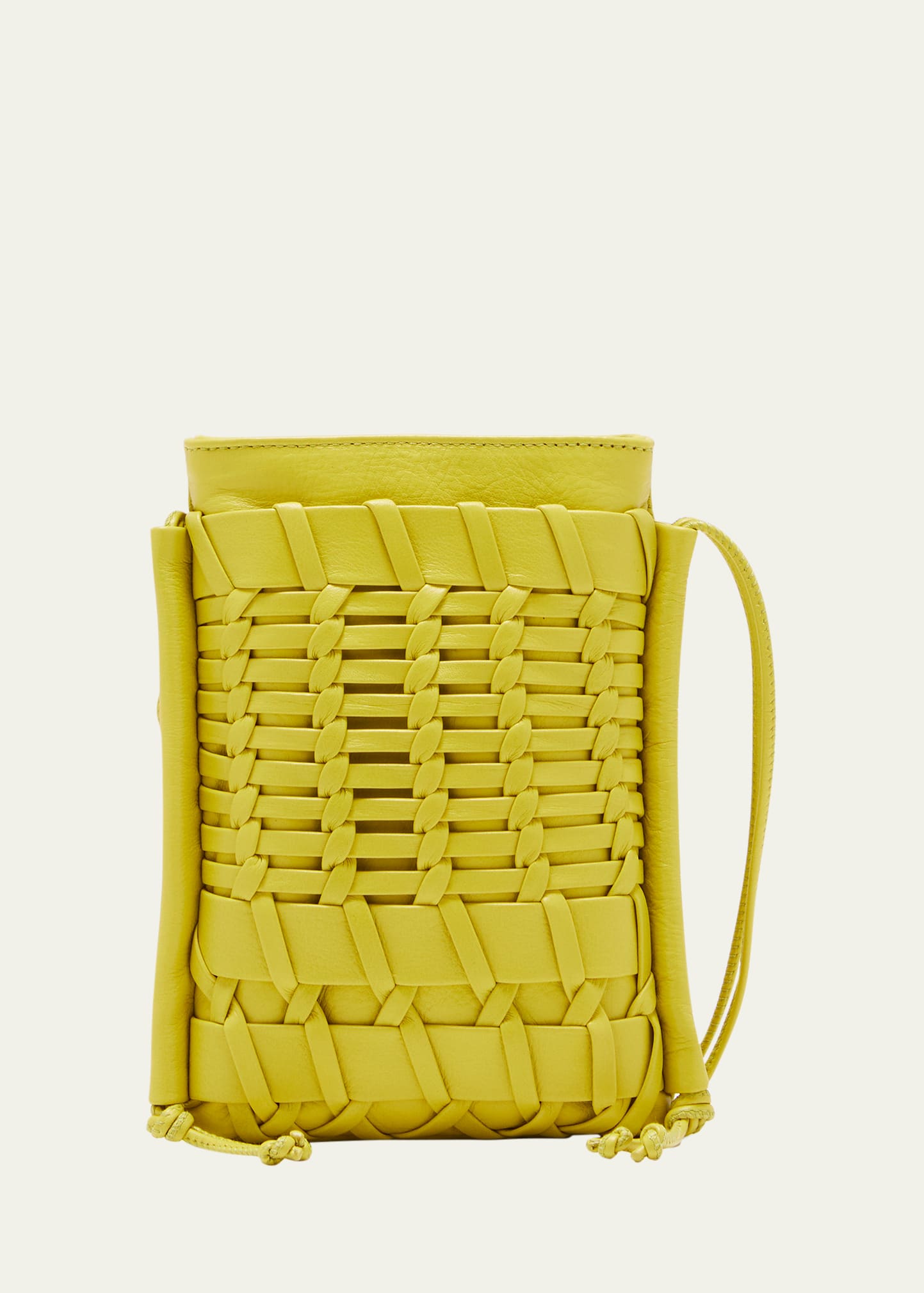 Hereu Trena Mini Woven Leather Crossbody Bag In Lemon | ModeSens