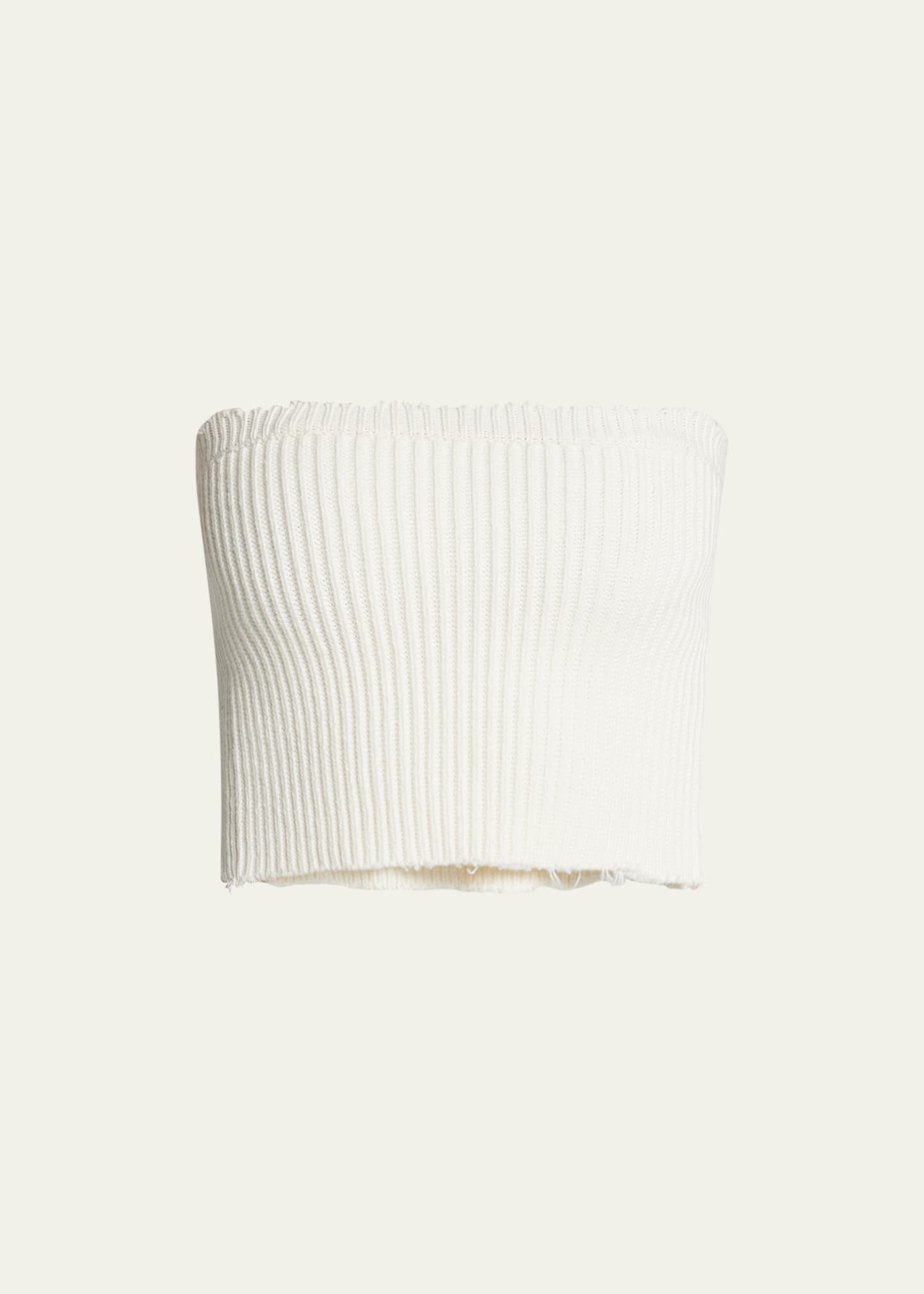 Mm6 Maison Margiela Ribbed Tube Top With Raw Trim In Off/white