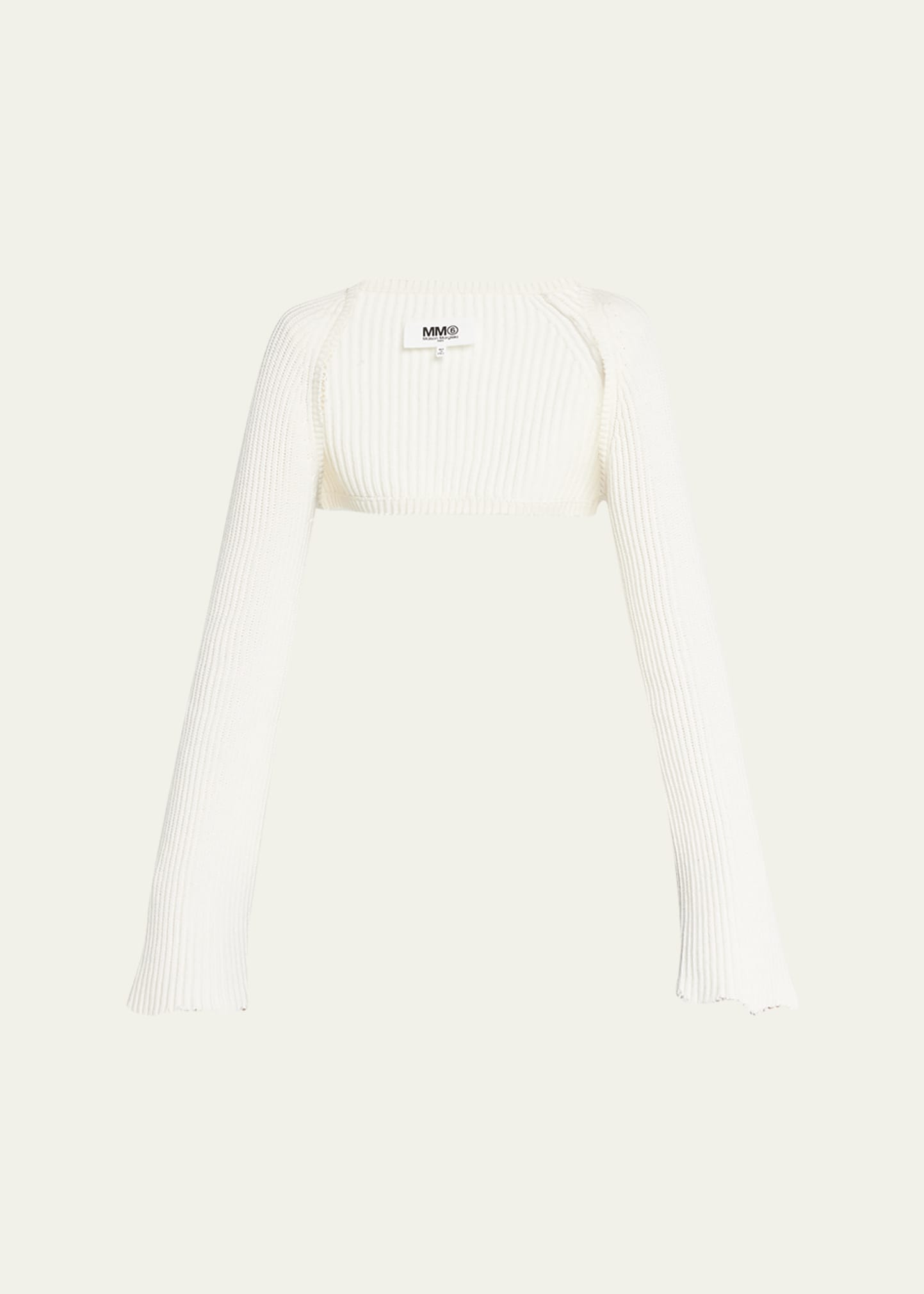 Mm6 Maison Margiela Knit Distressed Shrug In Off/white