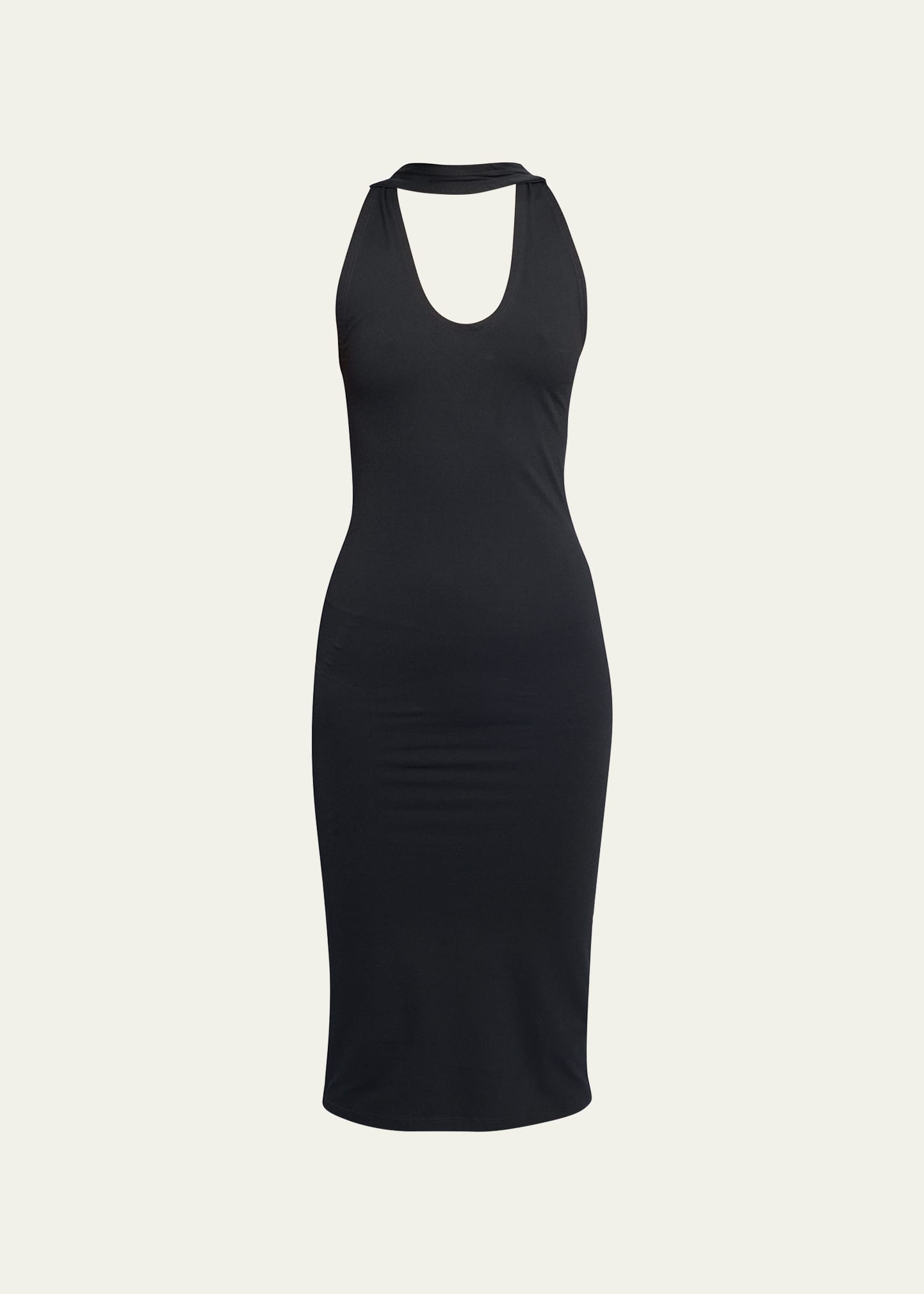 Shop Mm6 Maison Margiela Knit Midi Halter Dress In Black