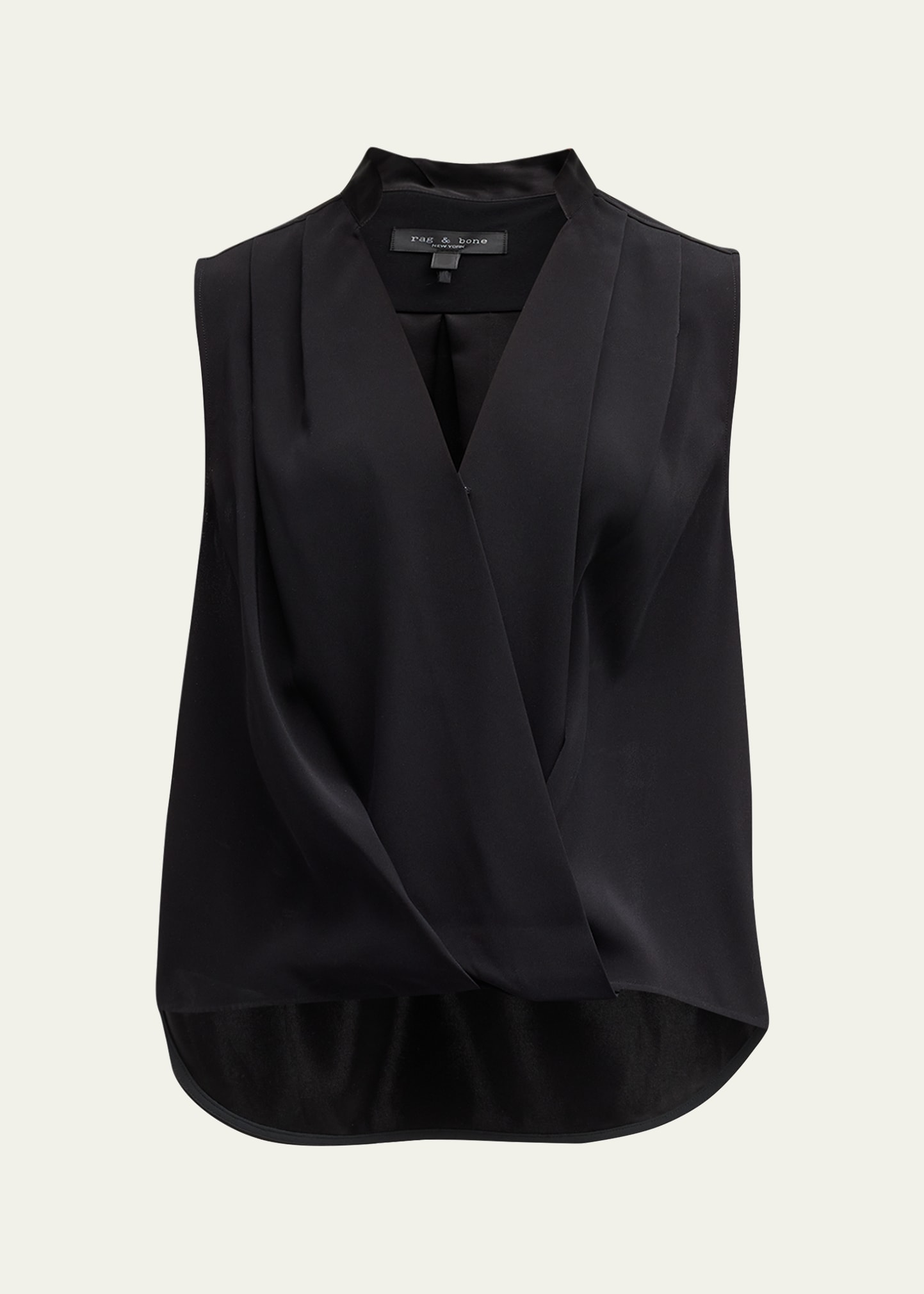Rag & Bone Meredith Draped Satin Blouse In Black