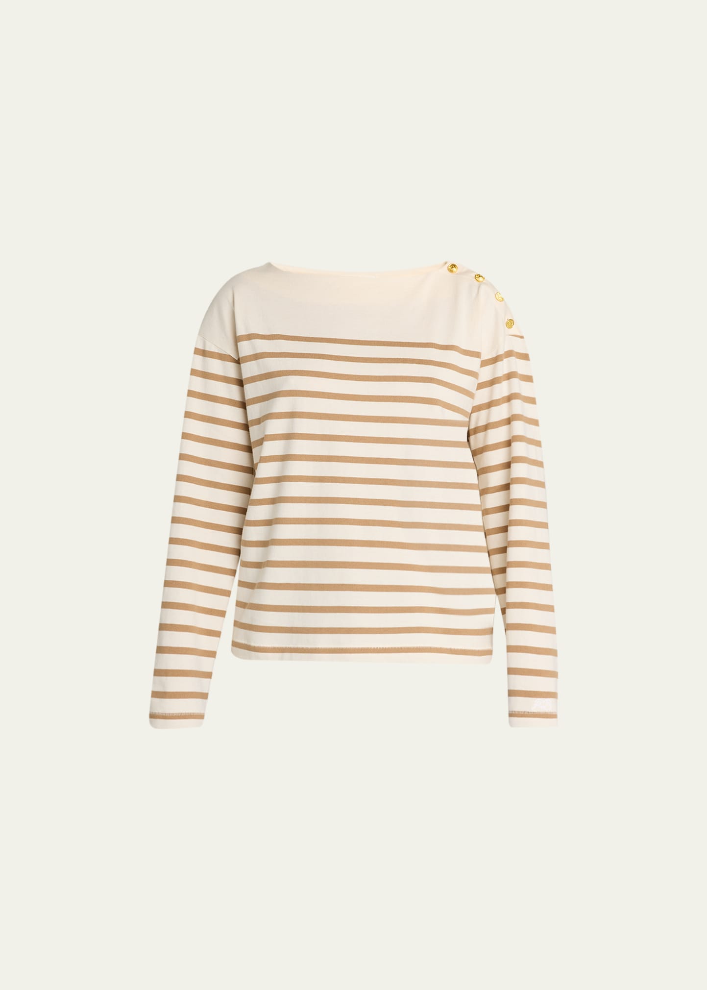 Rag & Bone Bardot Striped Long Sleeve Top In Camel Stripe