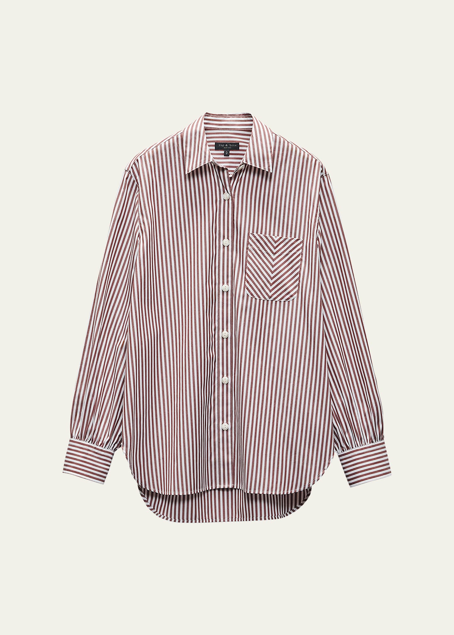 Rag & Bone Maxine Cotton Button Down Shirt In Thnbrwnstp