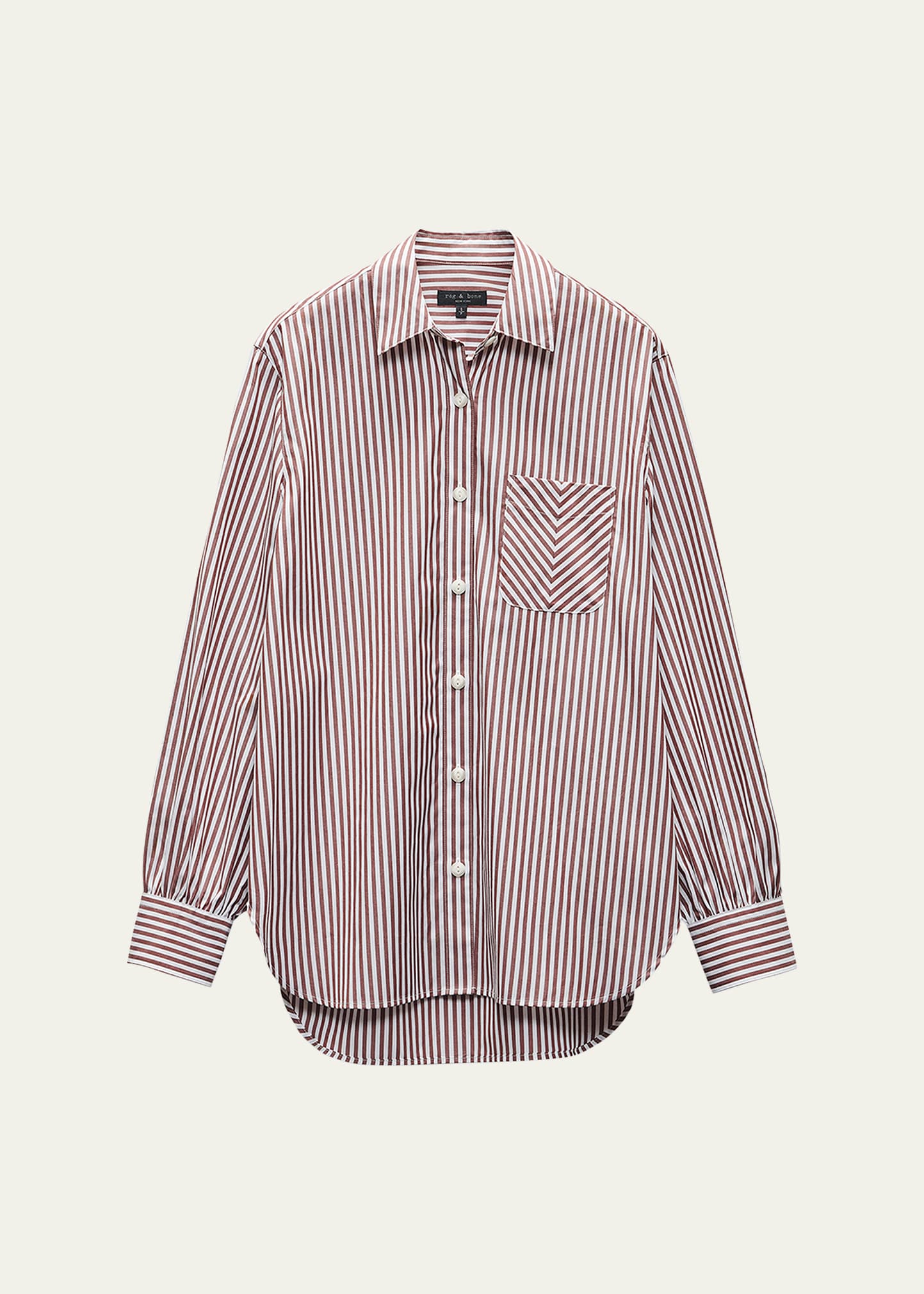 Shop Rag & Bone Maxine Striped Button-front Shirt In Thnbrwnstp