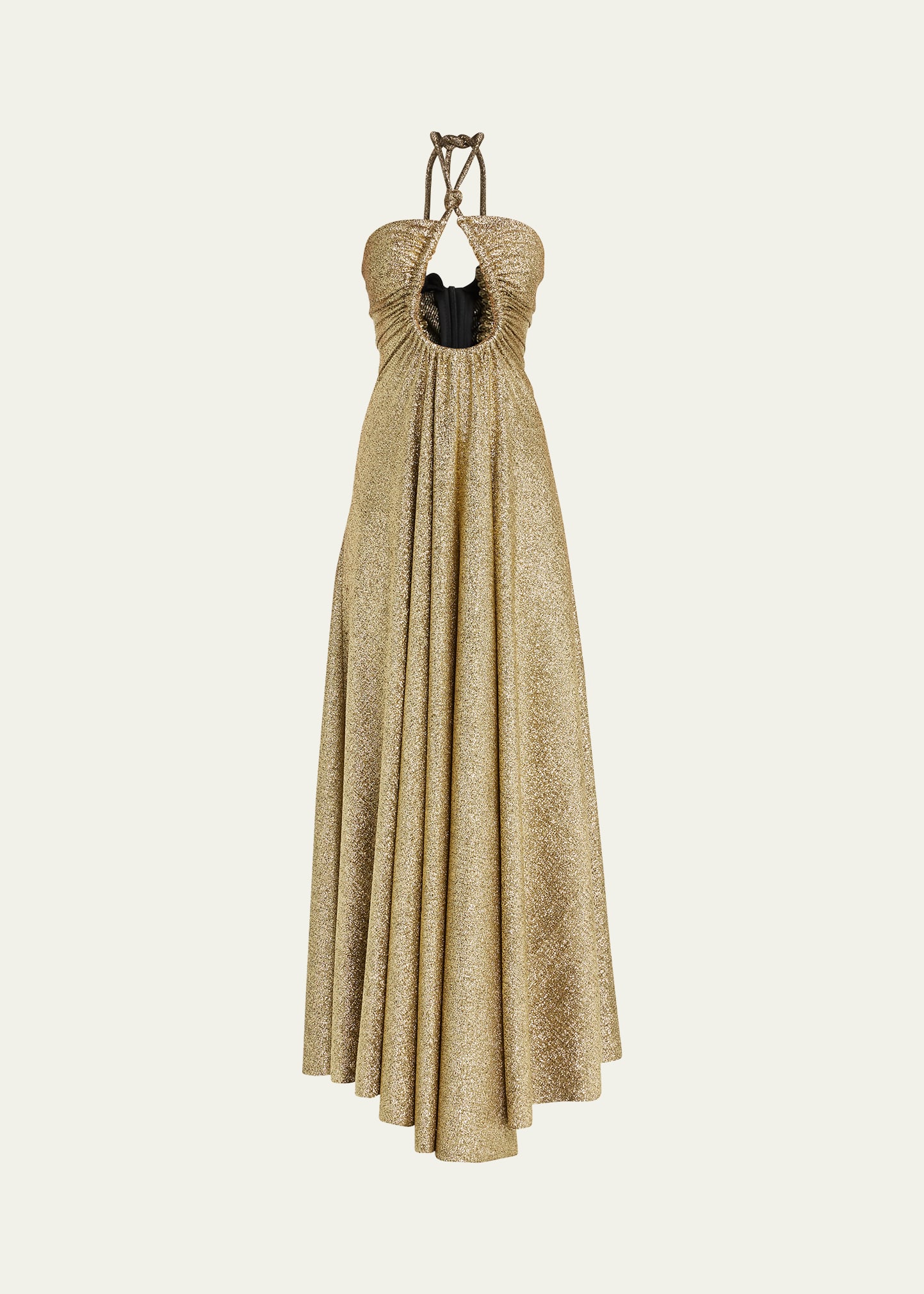 Proenza Schouler Metallic Jersey Halter Dress with Front Cutout