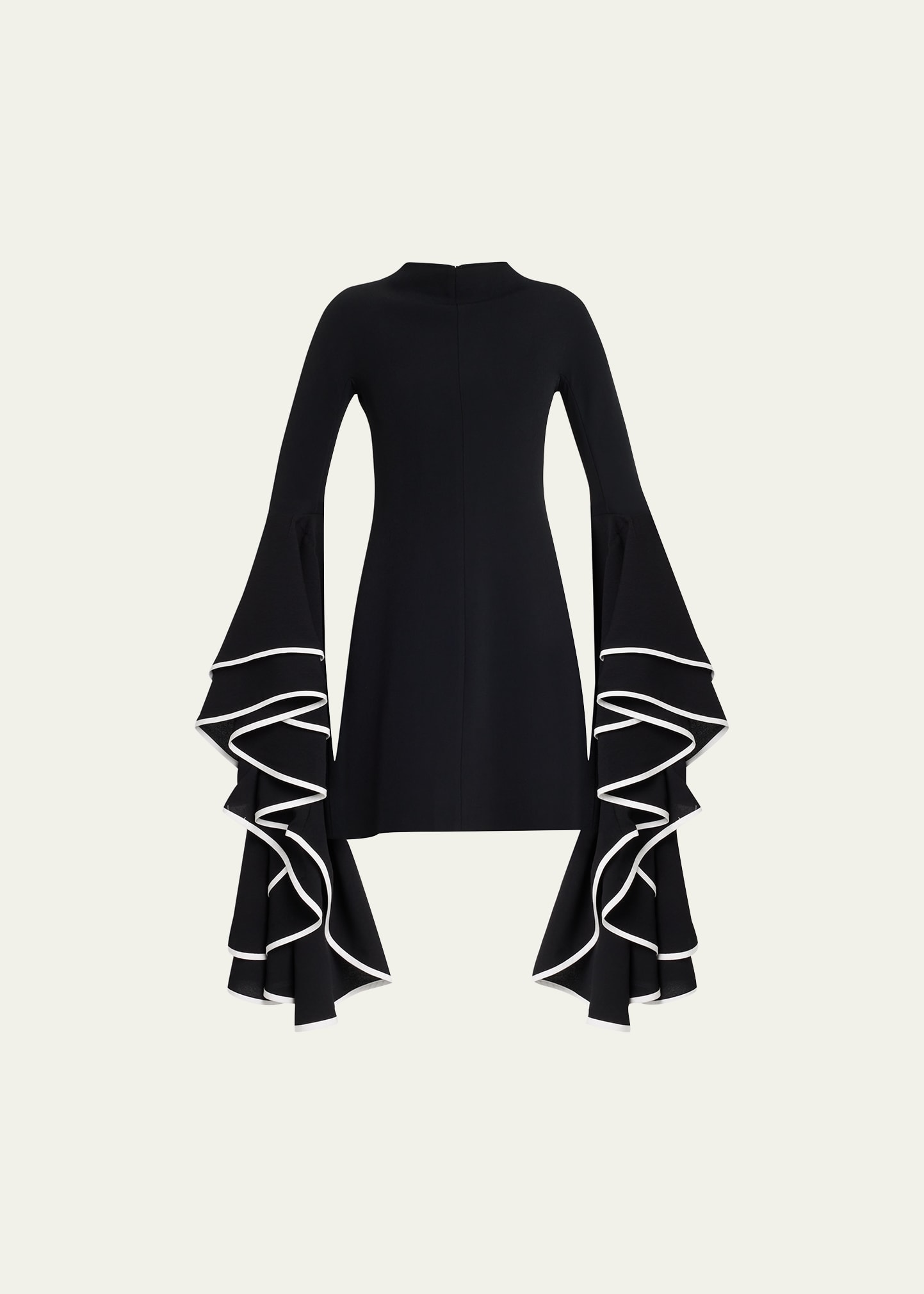 Proenza Schouler Crepe Mini Dress With Ruffle Sleeve Detail In