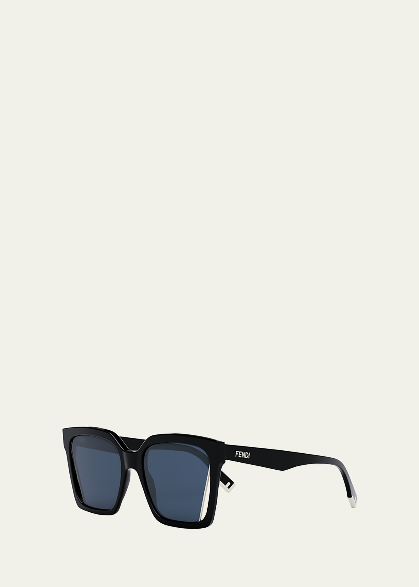 Shop Fendi Cut-out Square Acetate Sunglasses In Shiny Black Blue