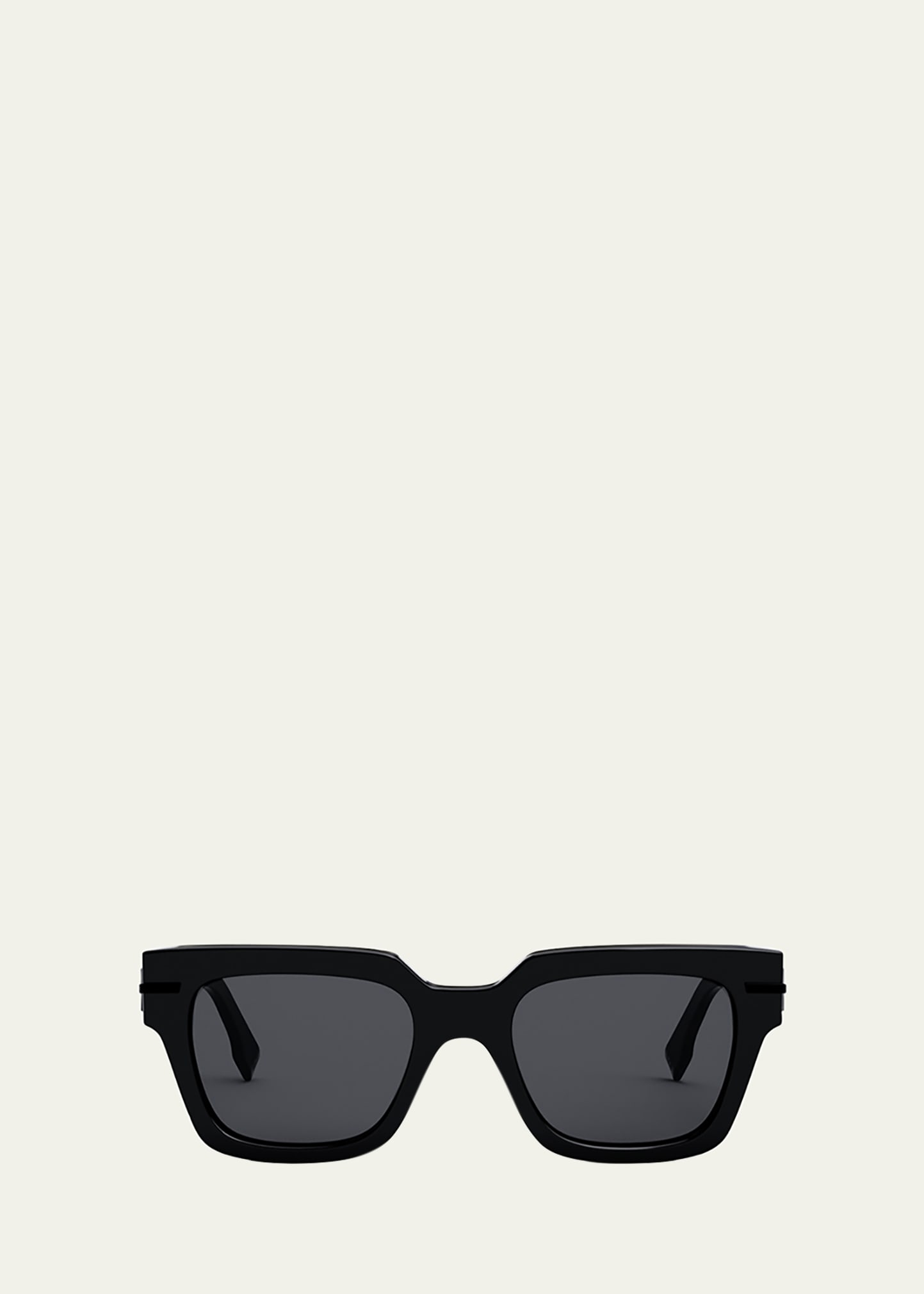 Shop Fendi Monochrome Graphy Acetate Rectangle Sunglasses In Shiny Black Smoke