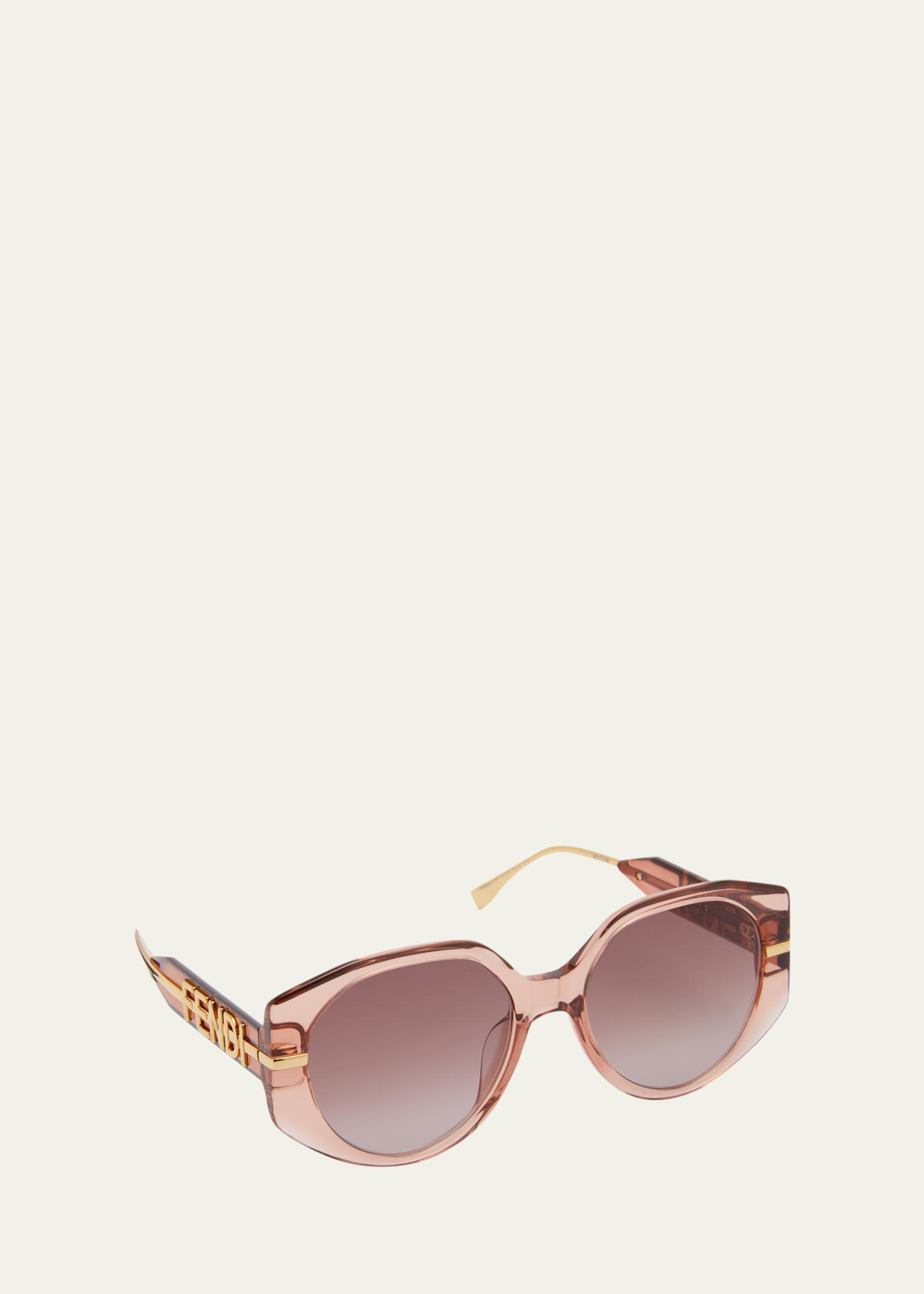 Fendi Round Gradient Sunglasses with Pink-Brown Lenses Fendi The Fendigraphy 54mm Oval Sunglasses in Shiny Pink  main image 2