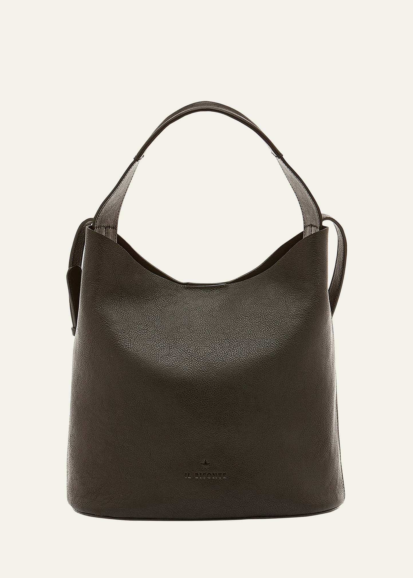 Il Bisonte Le Laudi Leather Bucket Bag In Black