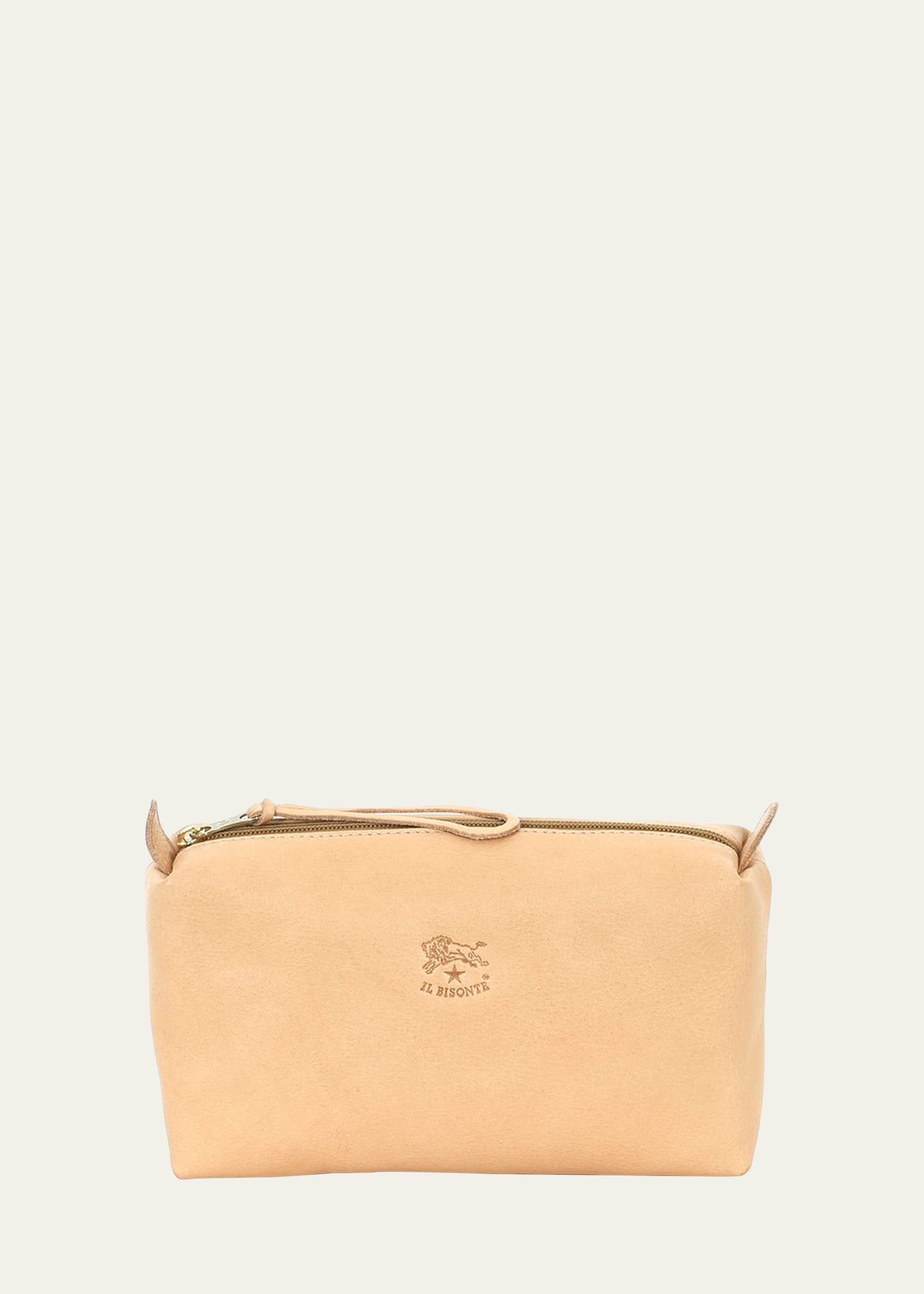 Il Bisonte Classic Zip Leather Clutch Bag In Pink