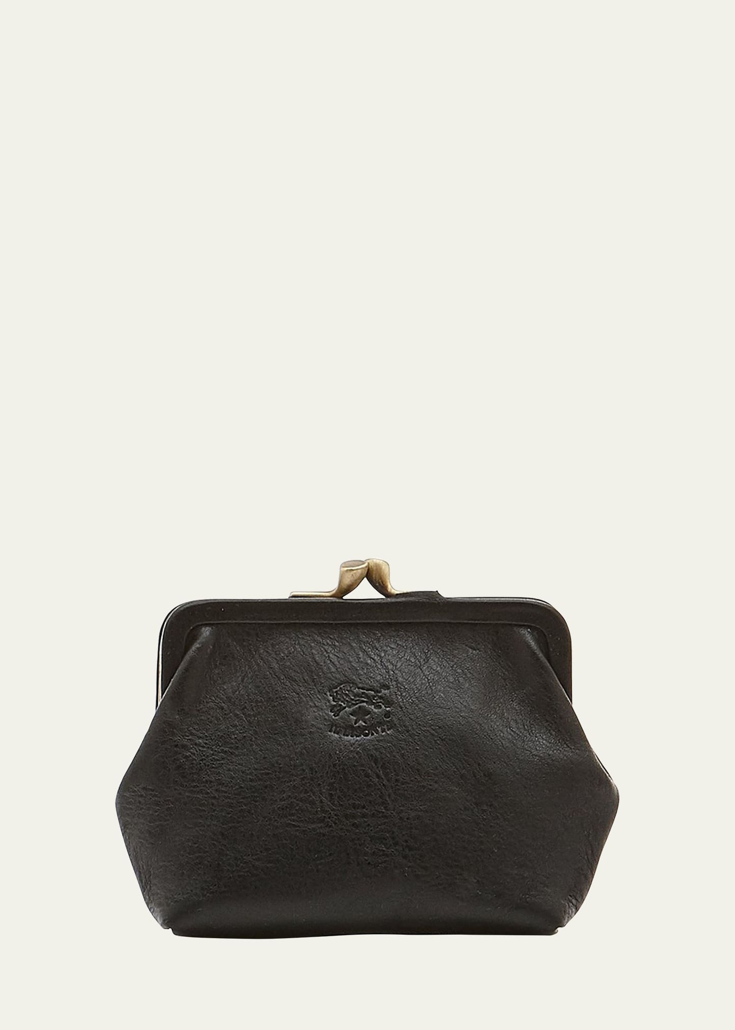 Shop Il Bisonte Classic Leather Coin Case In Black
