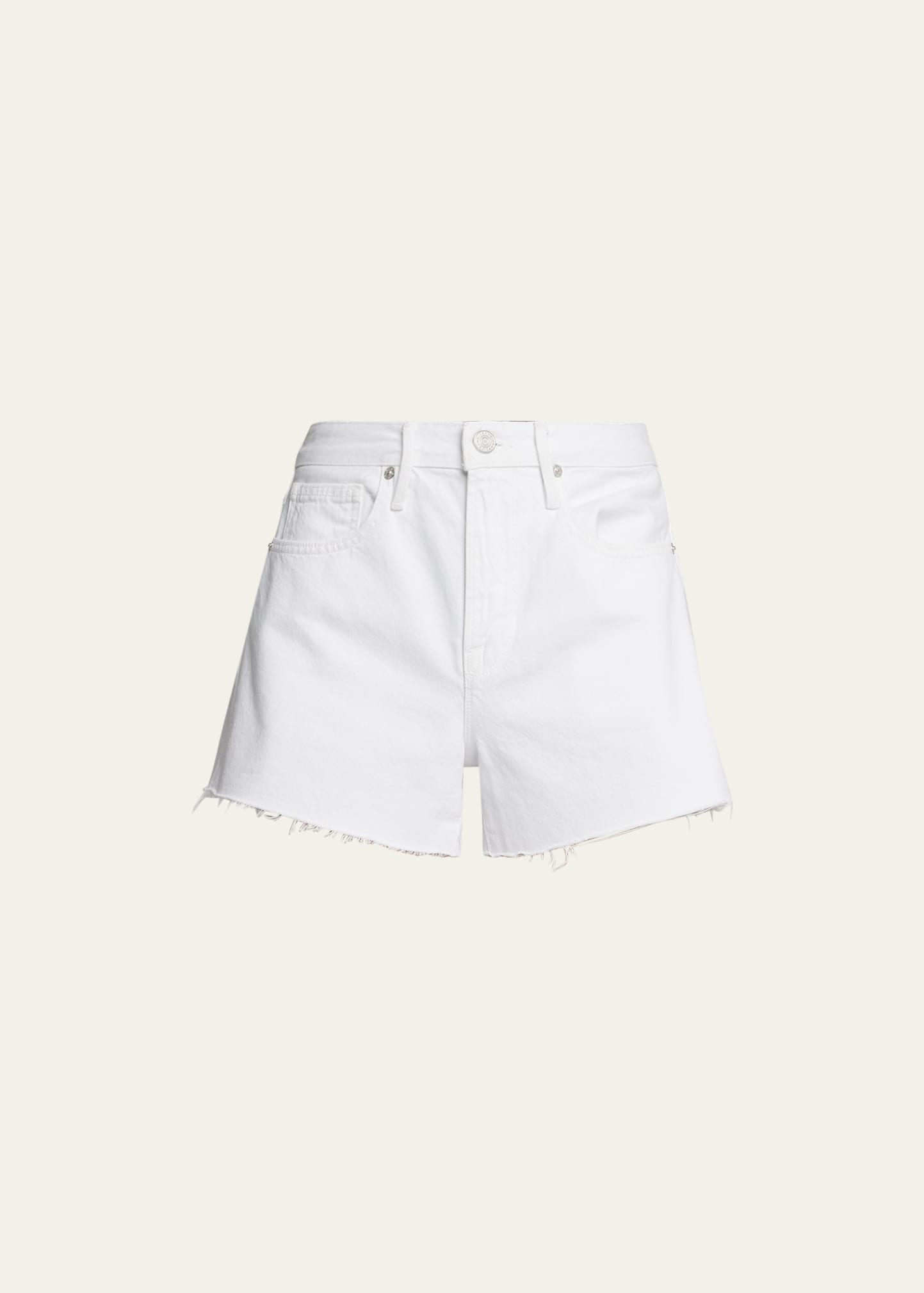 Frame Le Simone Fray Hem Denim Cutoff Shorts In Blanc