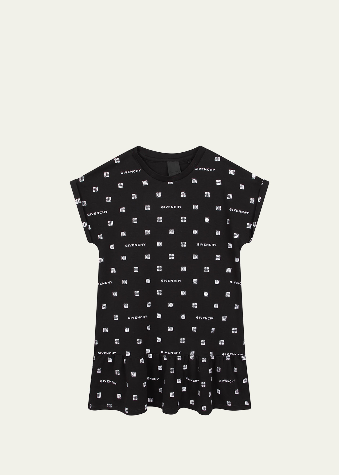 GIVENCHY GIRL'S 4G PRINTED RUFFLE-HEM DRESS