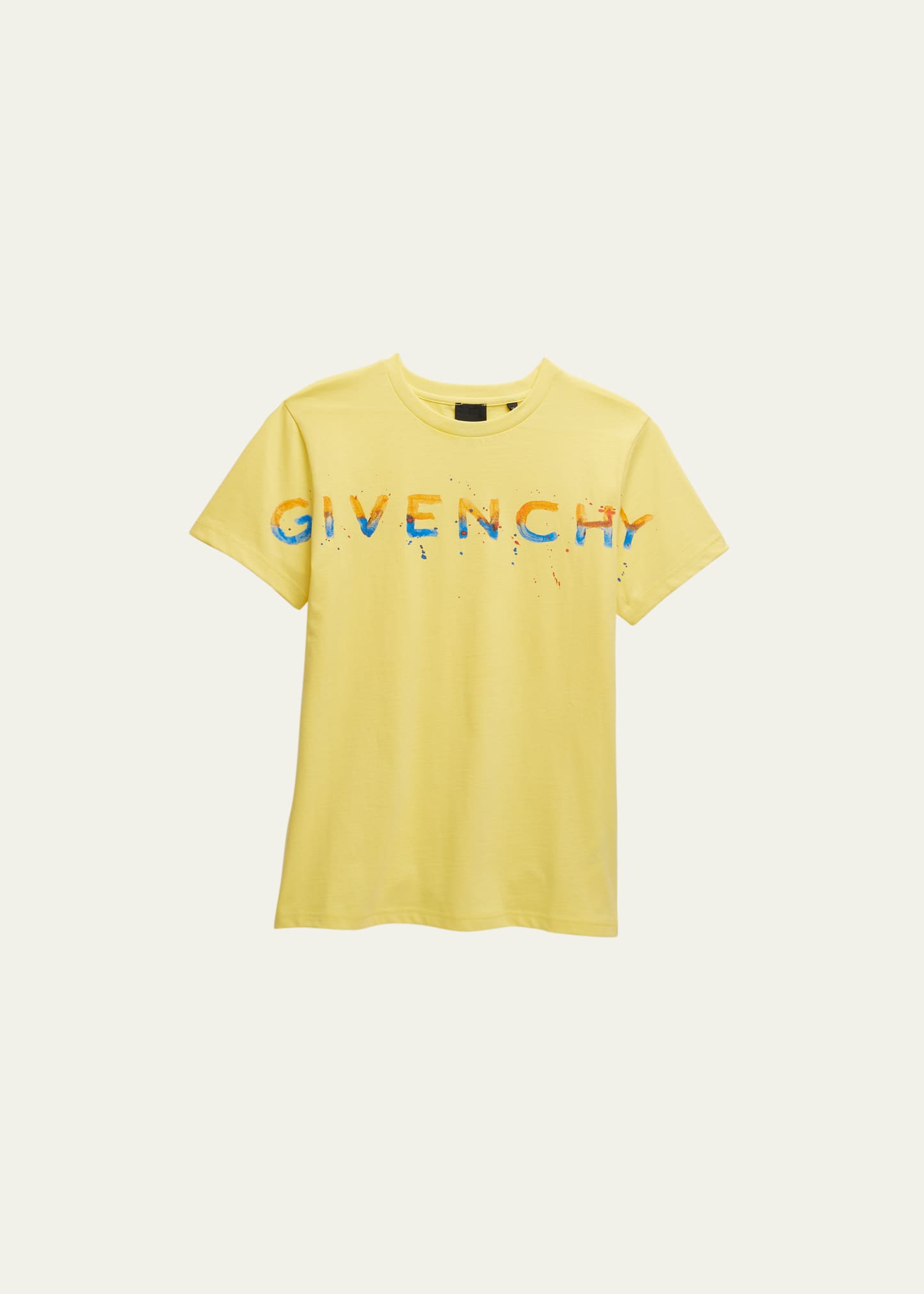 Givenchy Kids' Boy's Painted Logo-print Graphic T-shirt In 571-gold Yellow