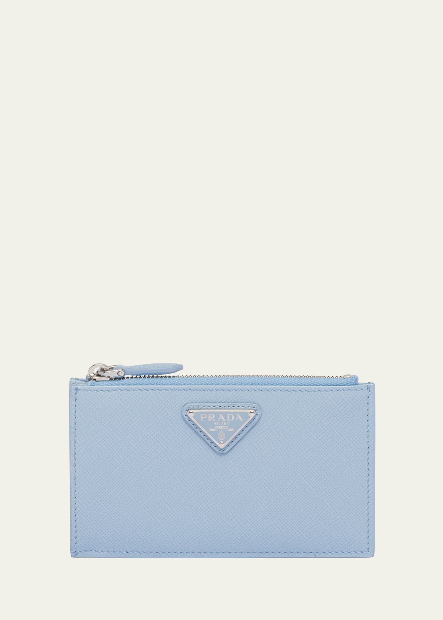 Prada Saffiano Triangolo Saffiano Wallet In F0emz Celeste 1