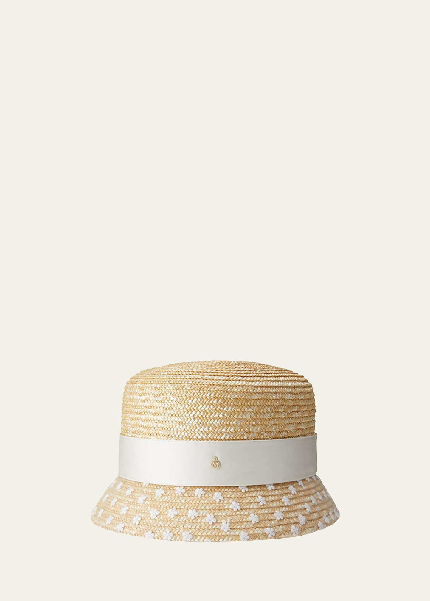 Shop Maison Michel Kendall Mini Bridal Straw Bucket Hat In Natural