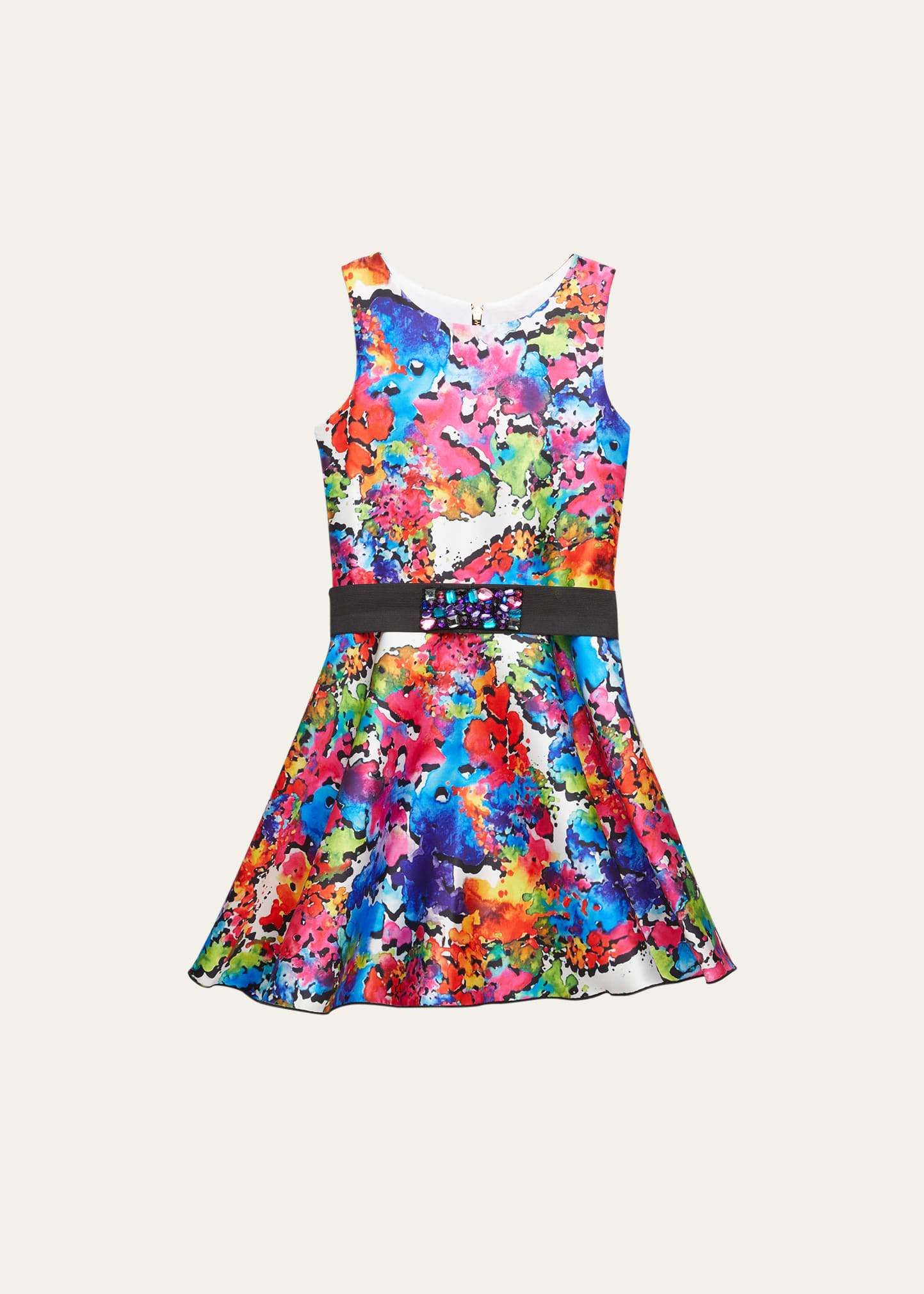 Zoe Kids' Girl's Tie Dye-print Embellished Dress In Multi