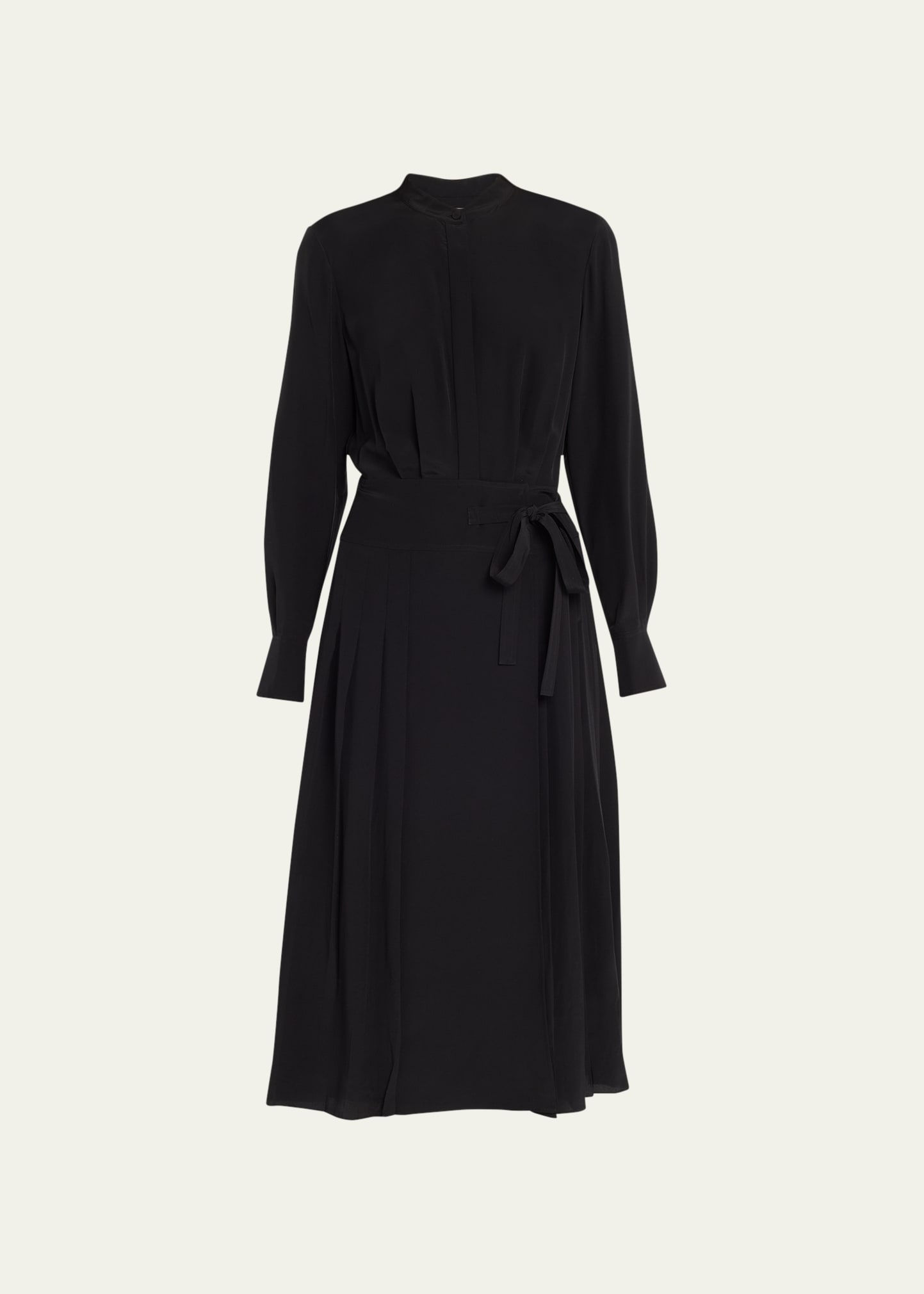 Jason Wu Women's Pleated Silk Tie-waist Midi-dress In Black