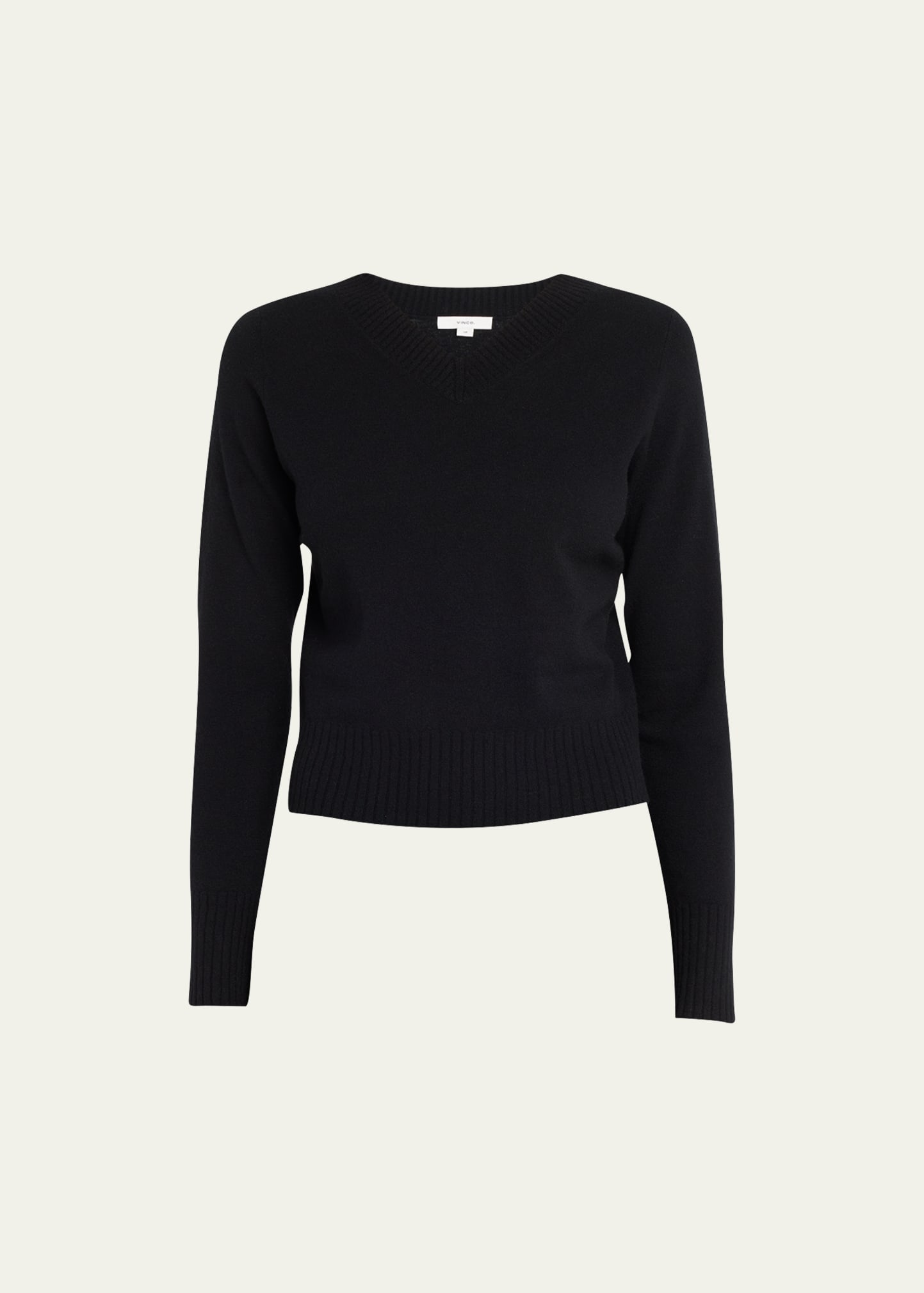 VINCE CROPPED WOOL-BLEND V-NECK PULLOVER SWEATER