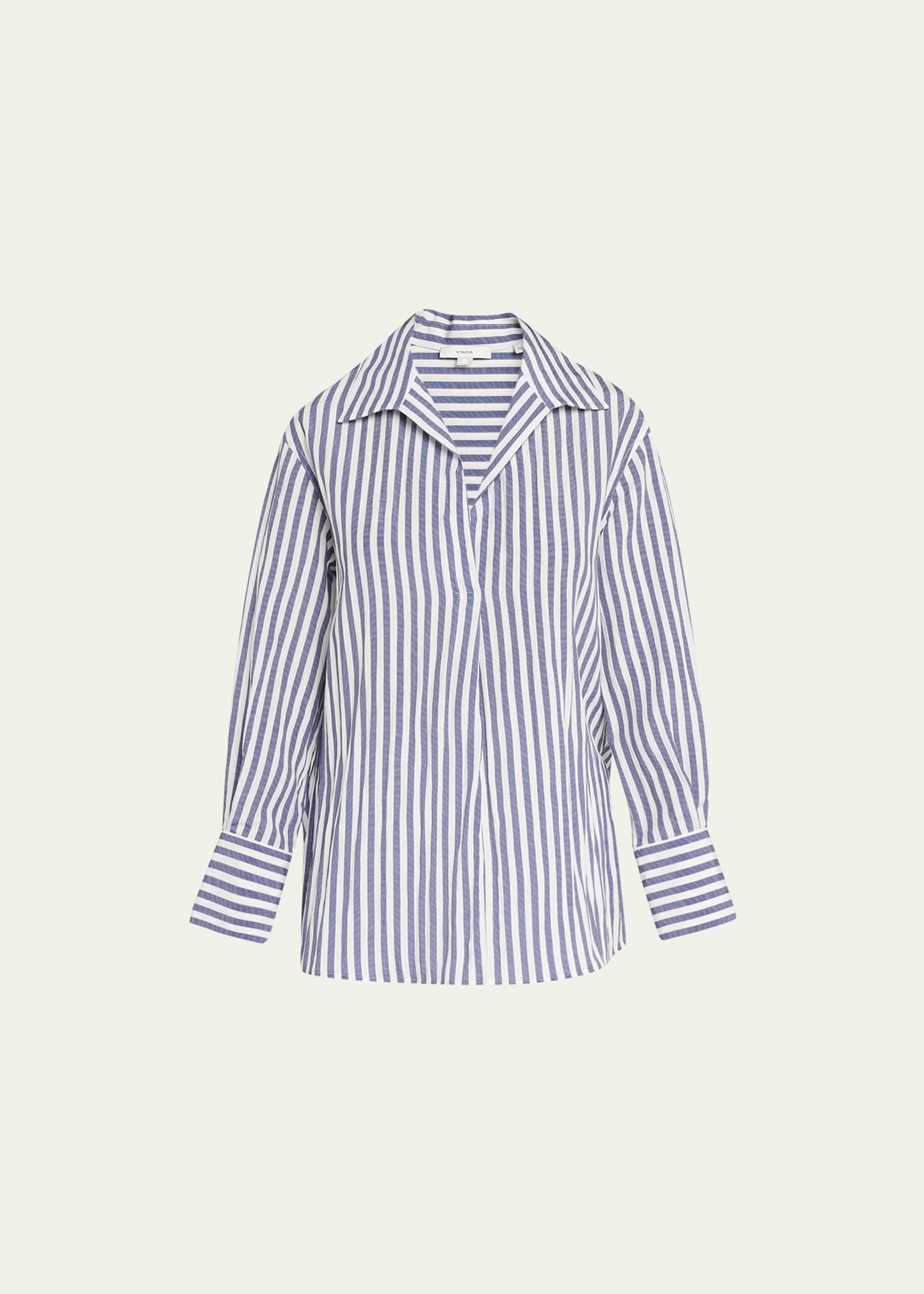Vince Coastal Stripe Long Sleeve Shirt In Coastaloptic Whit