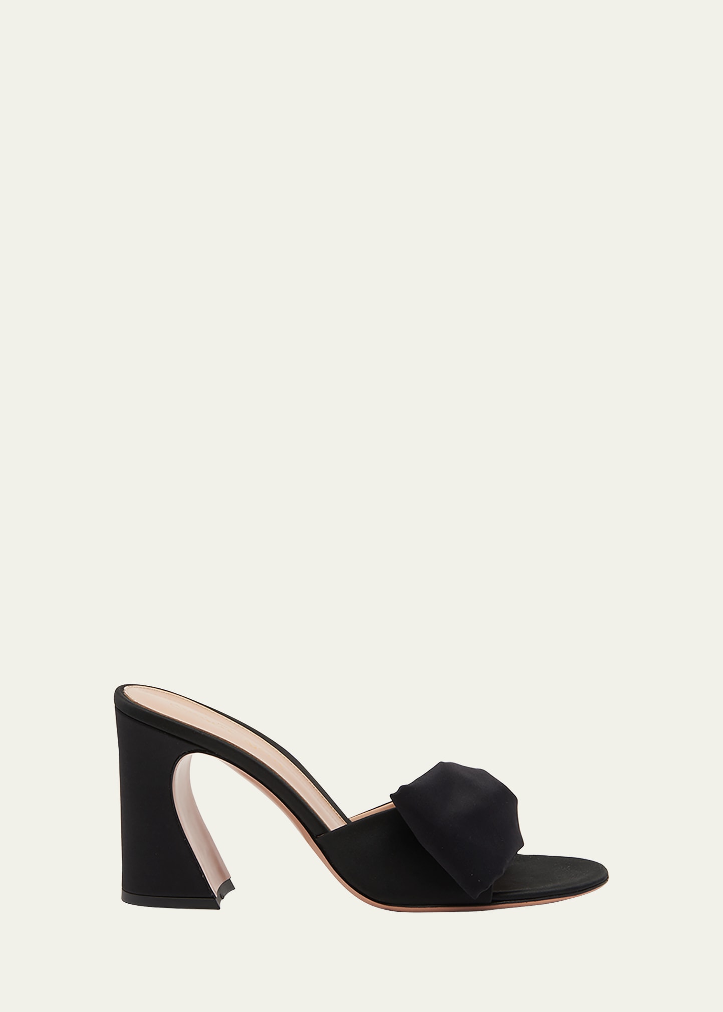 Gianvito Rossi Satin Bow Mule Sandals In Nero