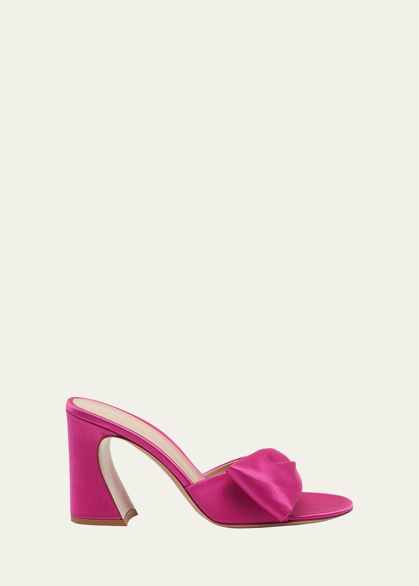 Gianvito Rossi Satin Bow Mule Sandals In Bloom