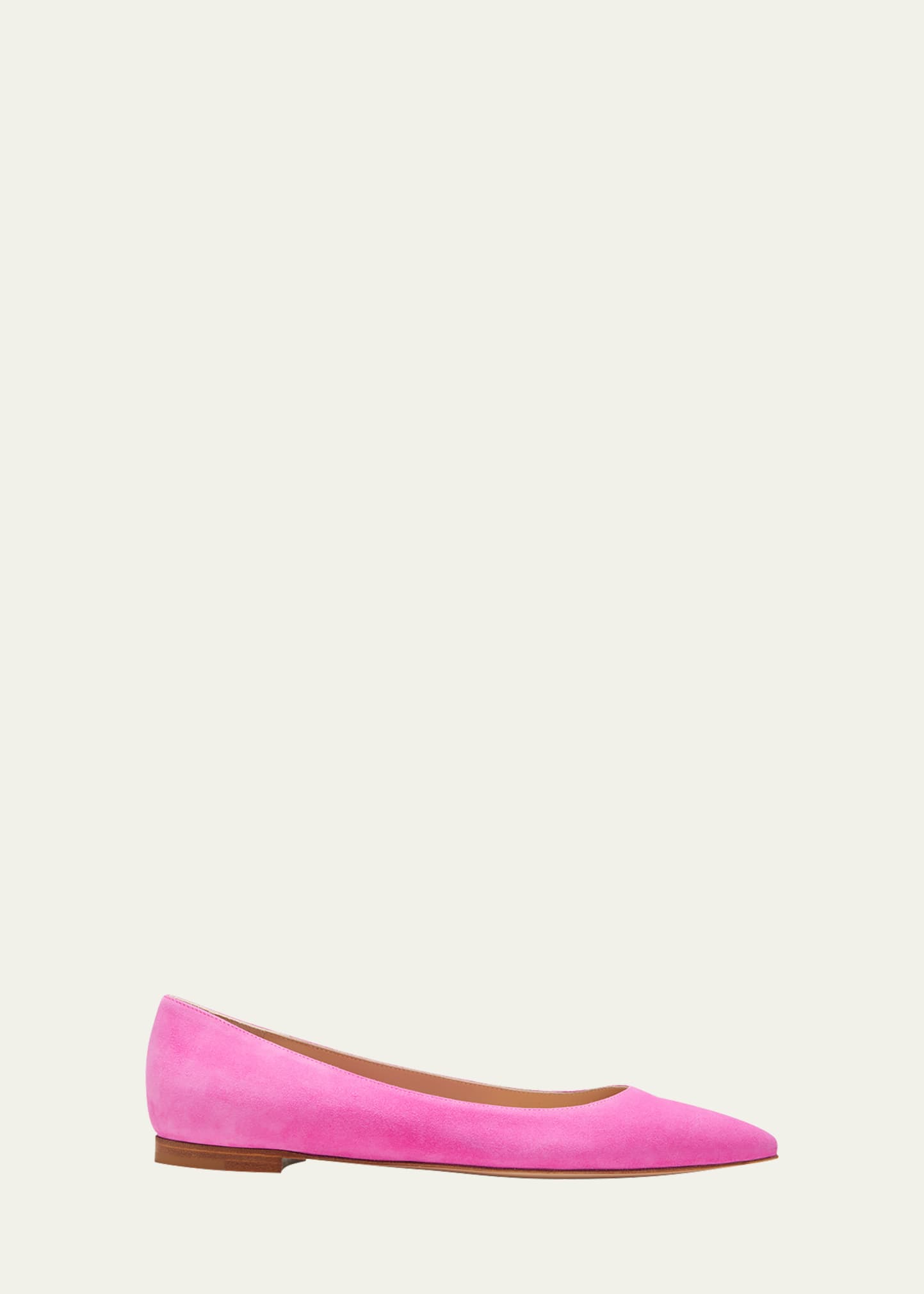 Shop Gianvito Rossi Suede Point-toe Ballerina Flats In Bloom