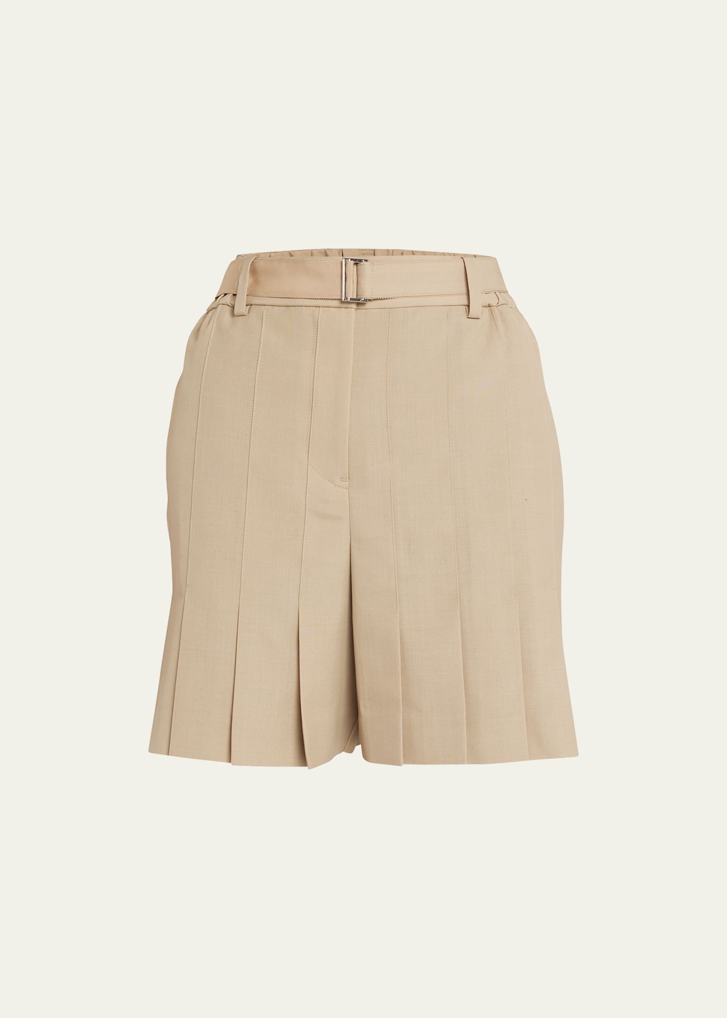 Pleated Belted Mini Shorts