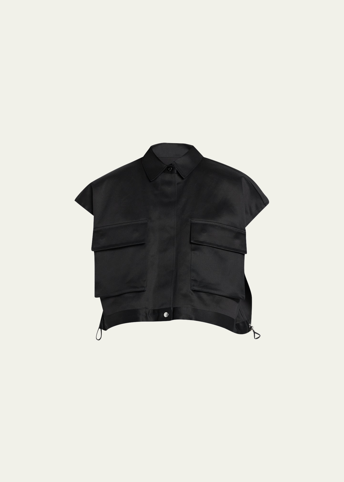 Shop Sacai Nylon Cargo Pocket Cropped Shirt In Black