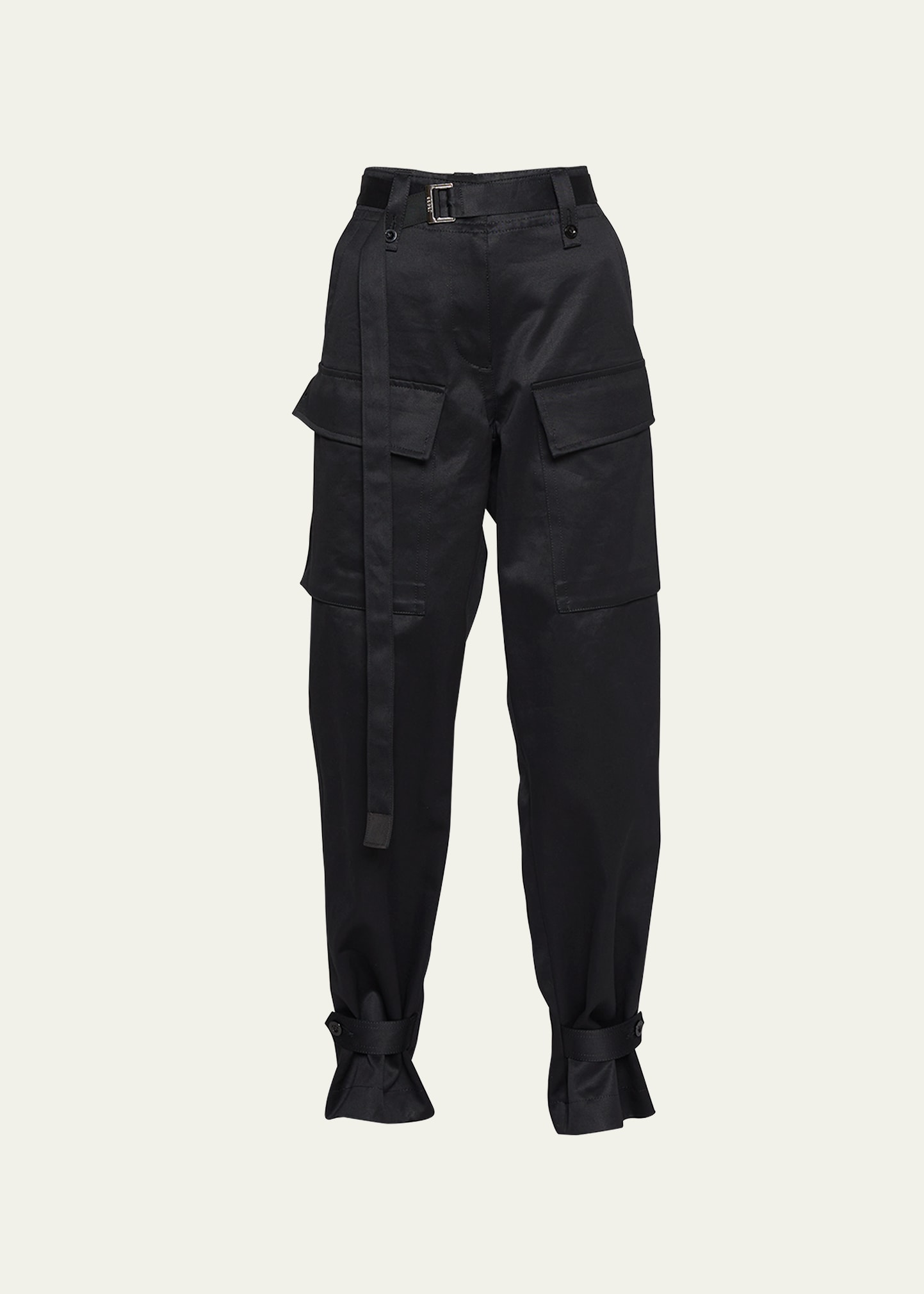 Sacai Nylon Cargo Tapered Straight-leg Pants In Black