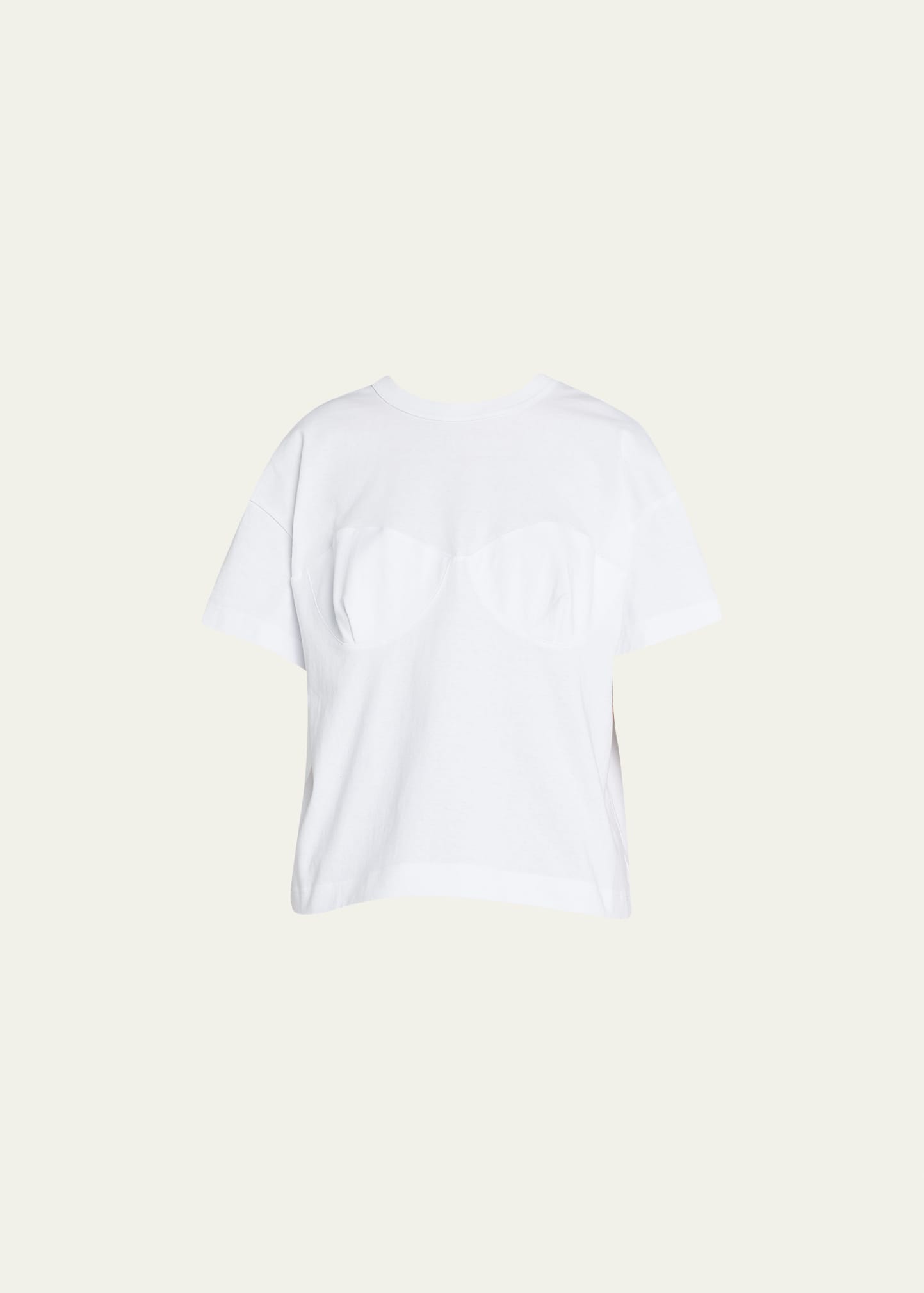 Sacai Pleated Back Cotton T-shirt In Off White