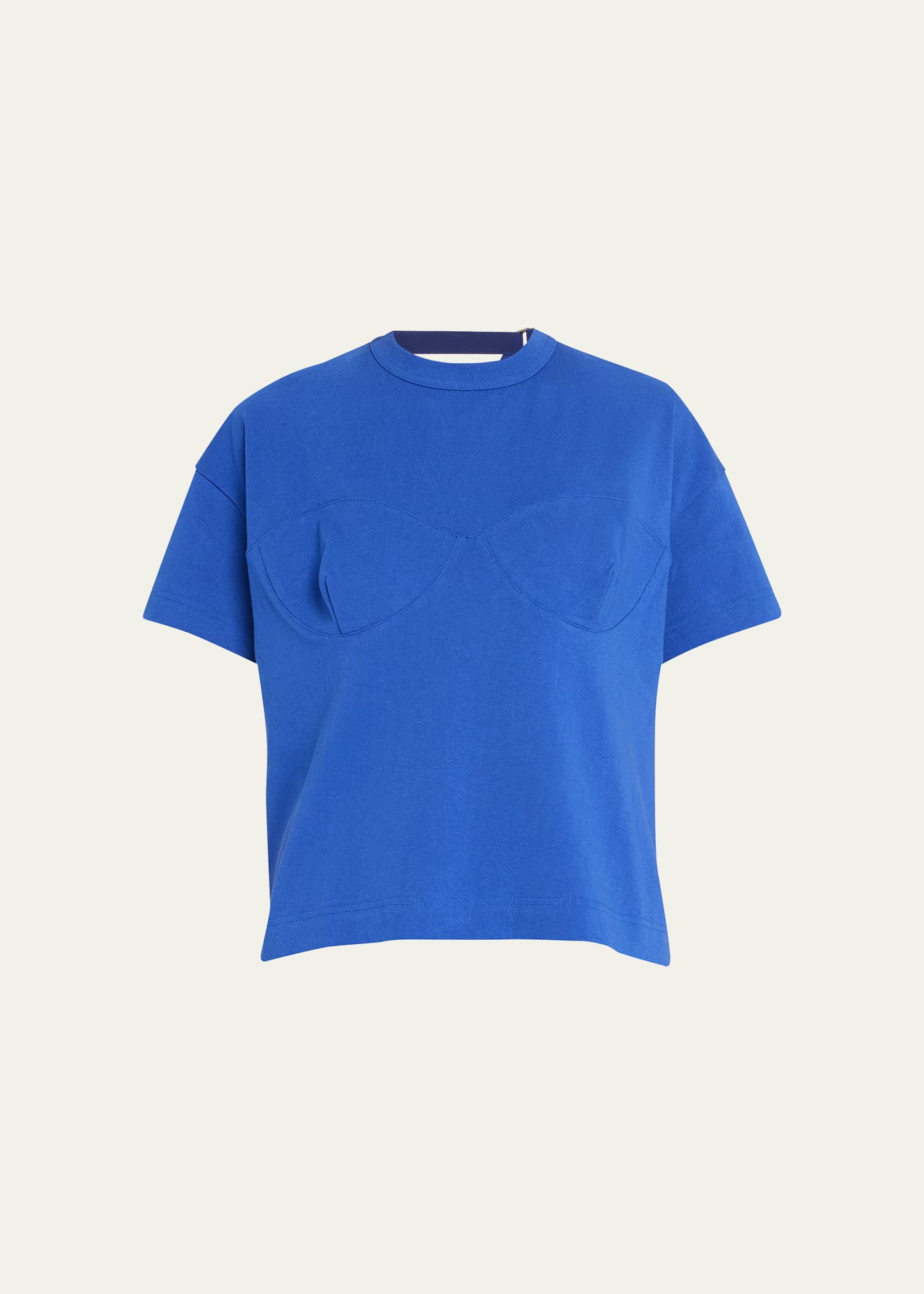 Sacai Strap-back Bustier Cup Seam T-shirt In Blue