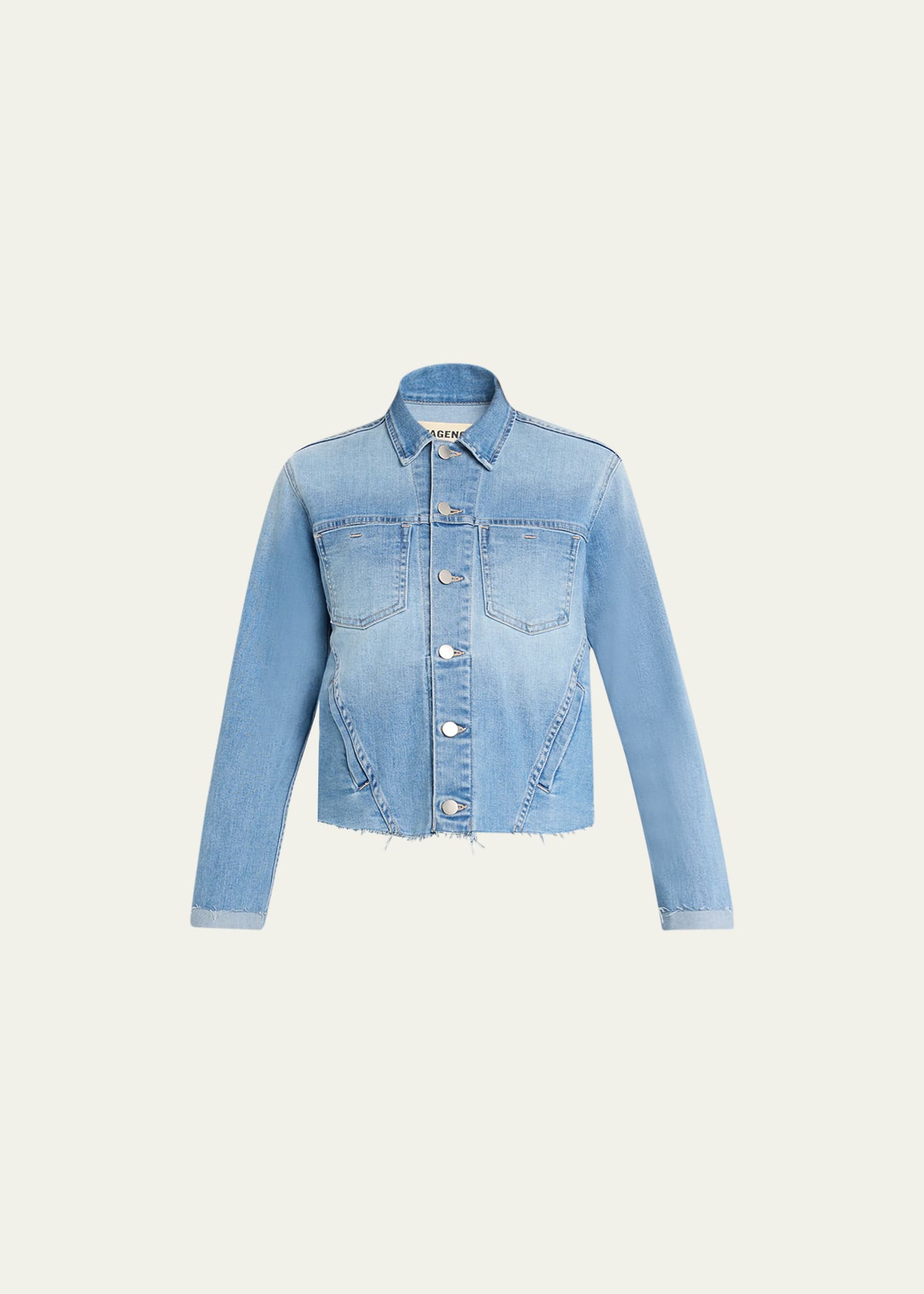 L Agence Janelle Slim Raw Denim Jacket In Omaha