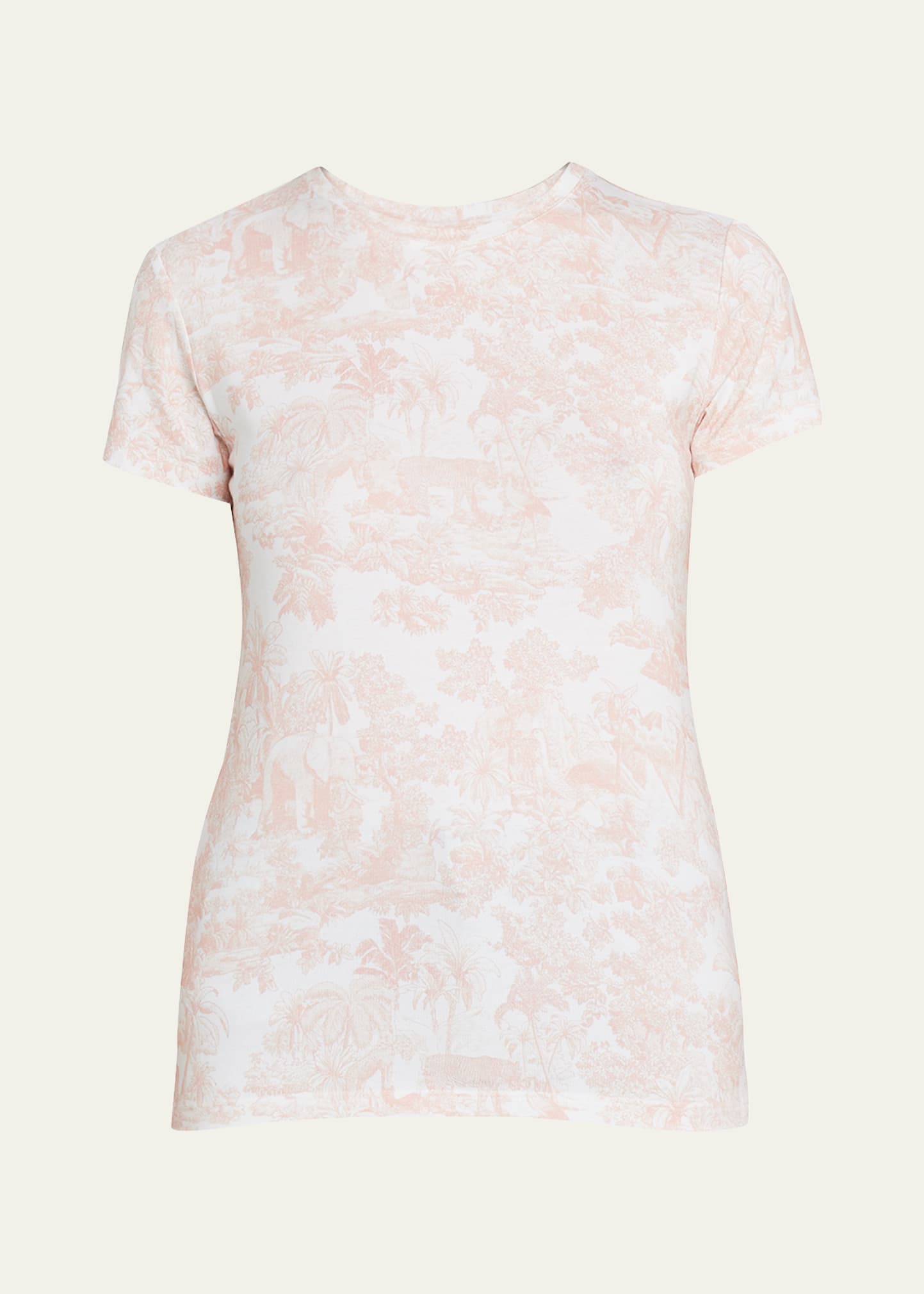 L'agence Ressi Printed Short Sleeve Crewneck Tee In Rose Tan M
