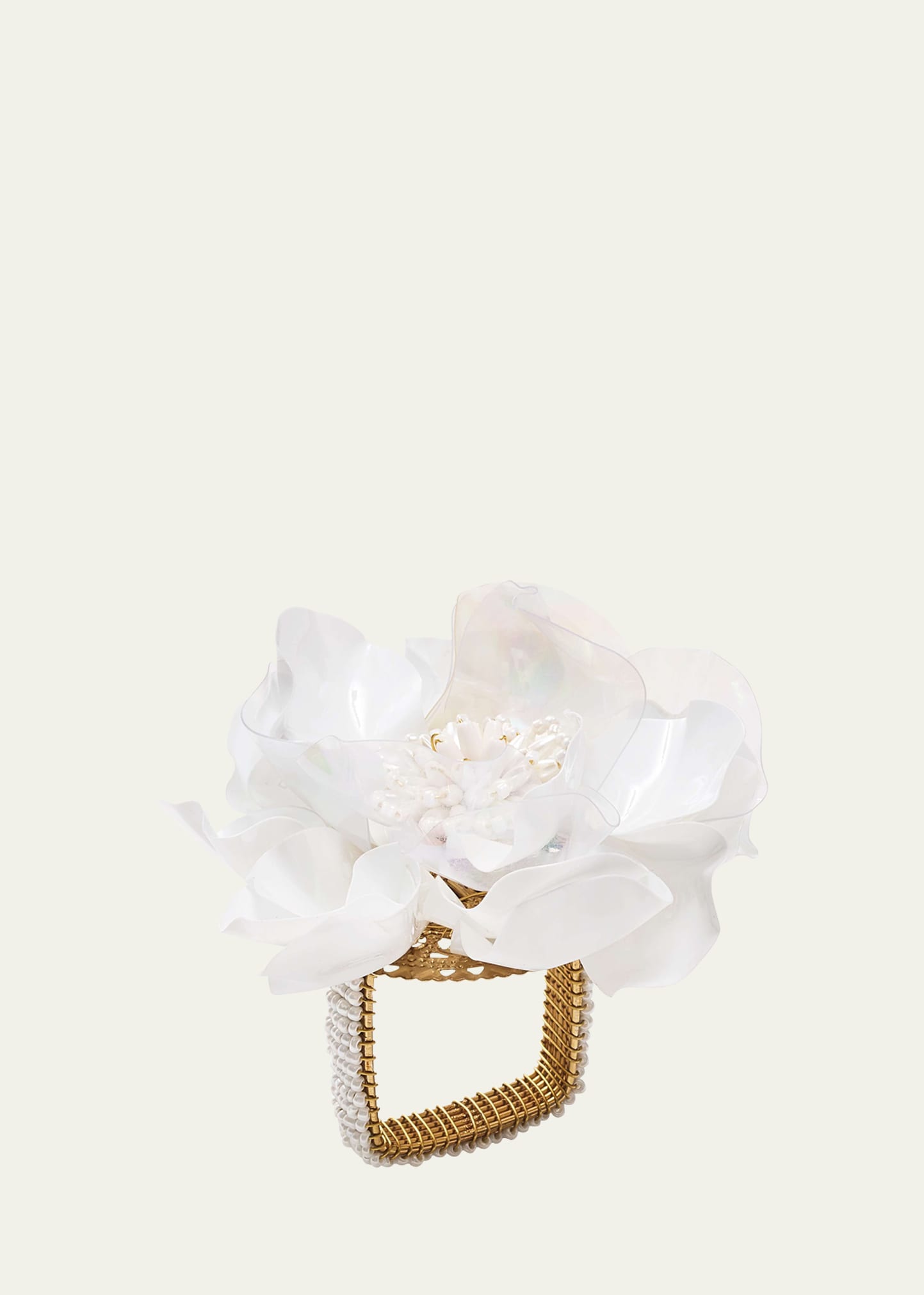 Gardenia Napkin Ring in White
