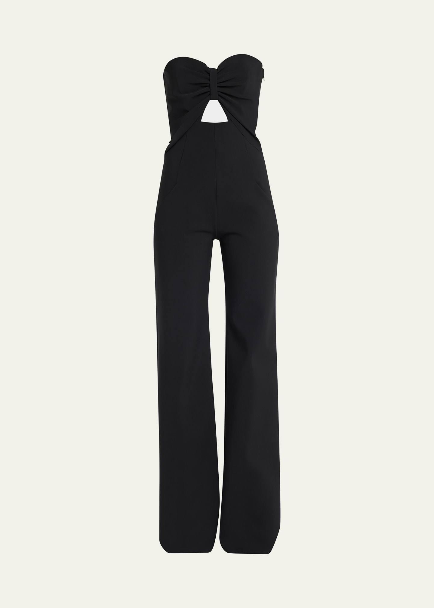 Chiara Boni La Petite Robe Satinka Strapless Cutout Sweetheart Jumpsuit In Black