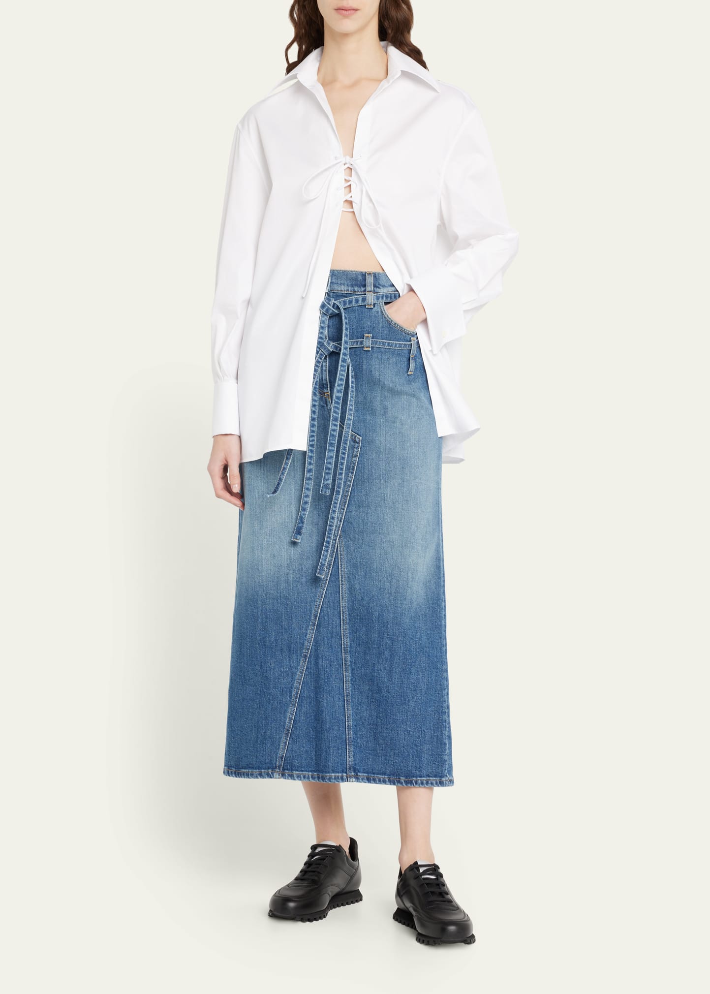 Altuzarra Robinson High-rise Denim Midi Skirt In Washed Denim