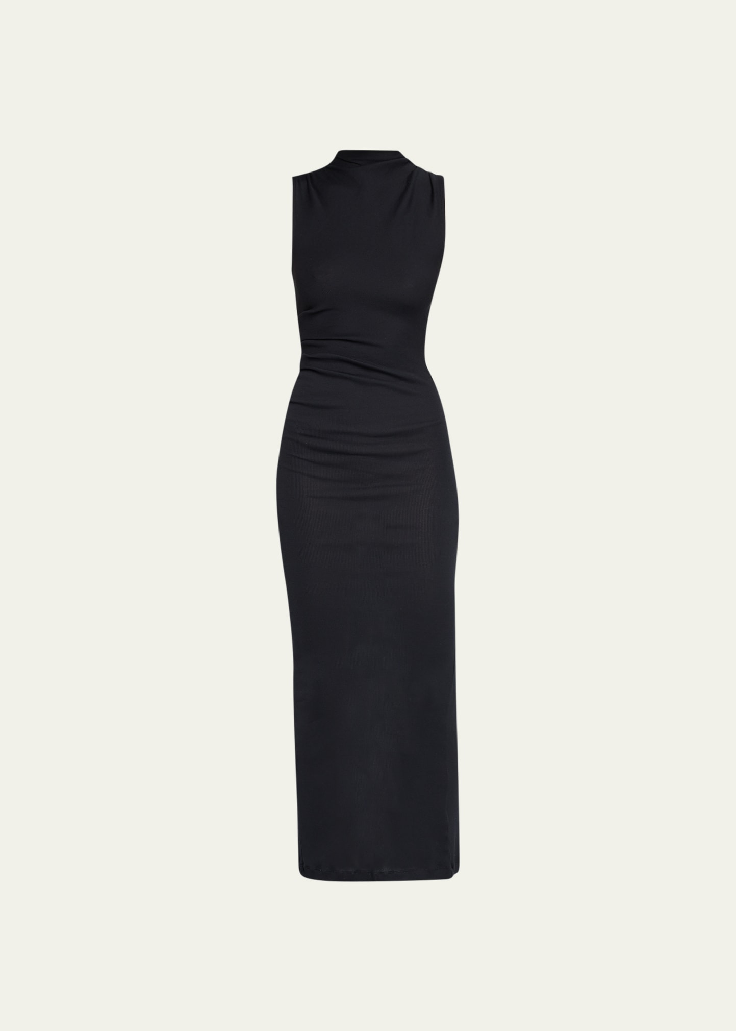 Helmut Lang Turtleneck Midi Dress In Basalt Black